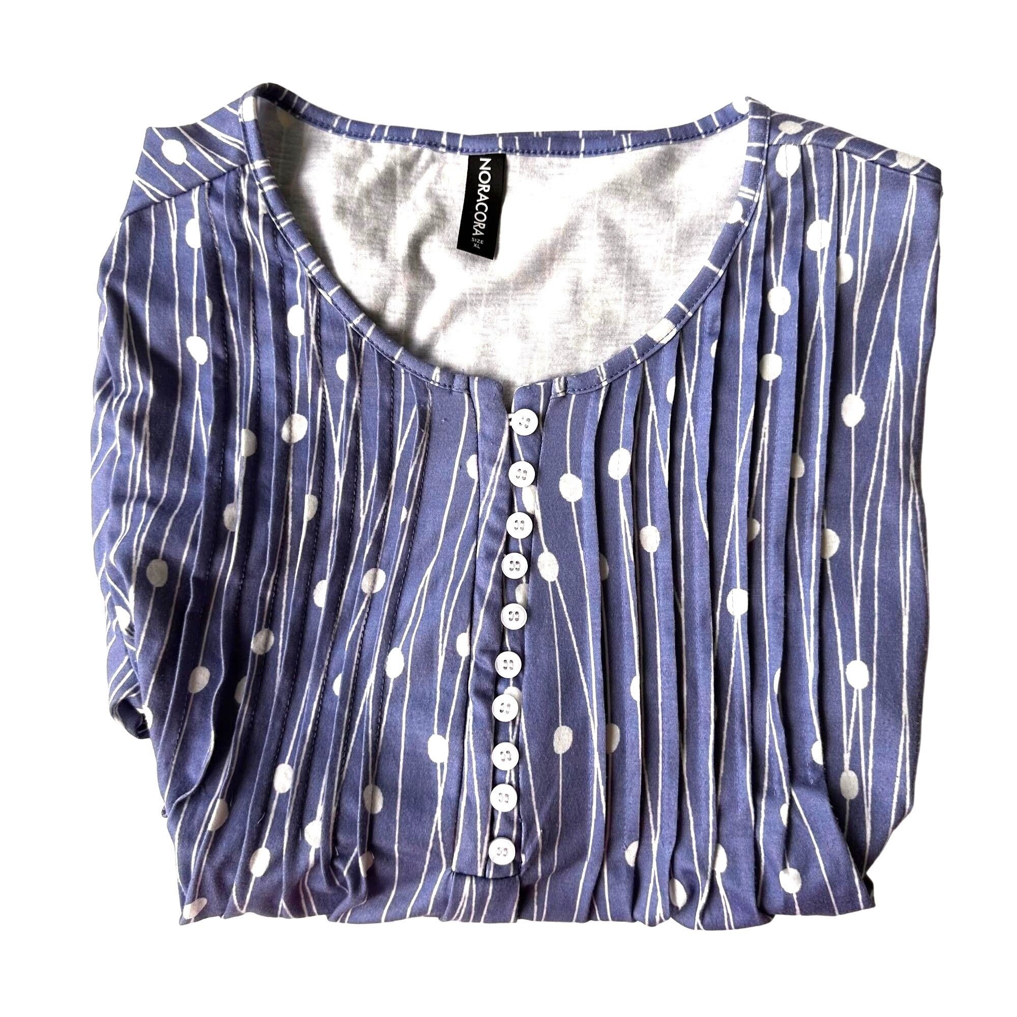 Other NoraCora Tunic Top XL Blue White Polkadot Jersey Fabric Bu Size XL / US 12-14 / IT 48-50 - 5 Thumbnail