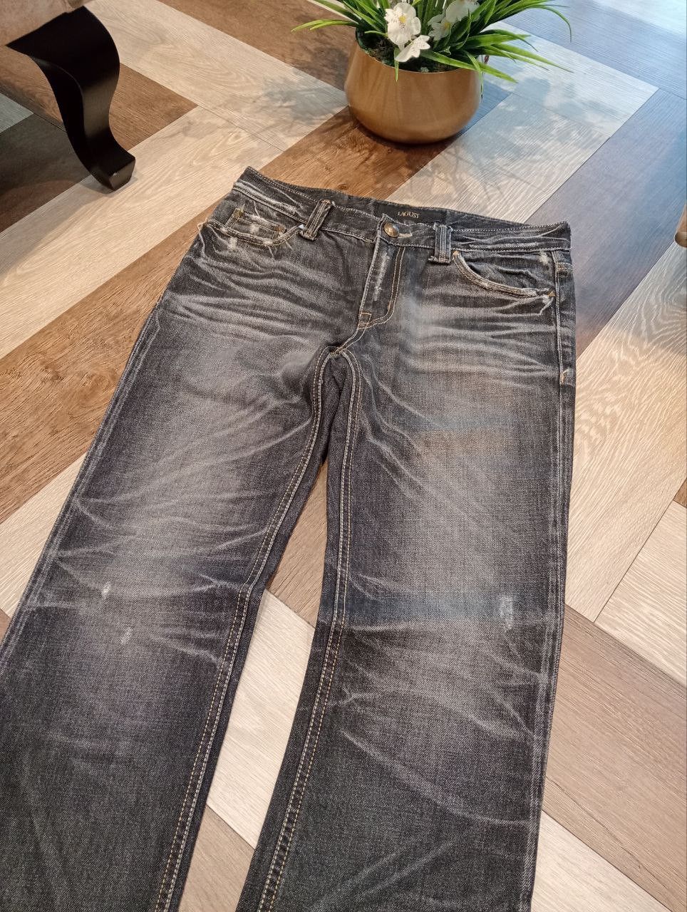 If Six Was Nine JAPANESE LAGUST FLARED DISTRESSED WASHED DENIM JEANS Size US 32 / EU 48 - 4 Thumbnail