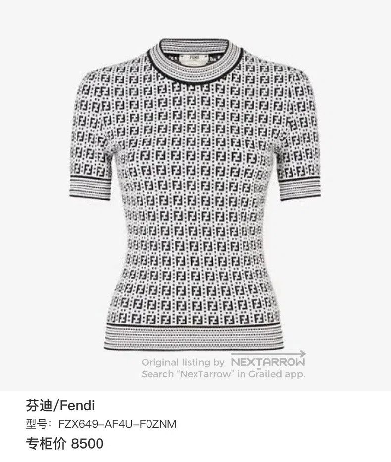 Fendi Fendi Black and white old flower FF full-print knitted sho Size XXS / US 00 / IT 34 - 1 Thumbnail