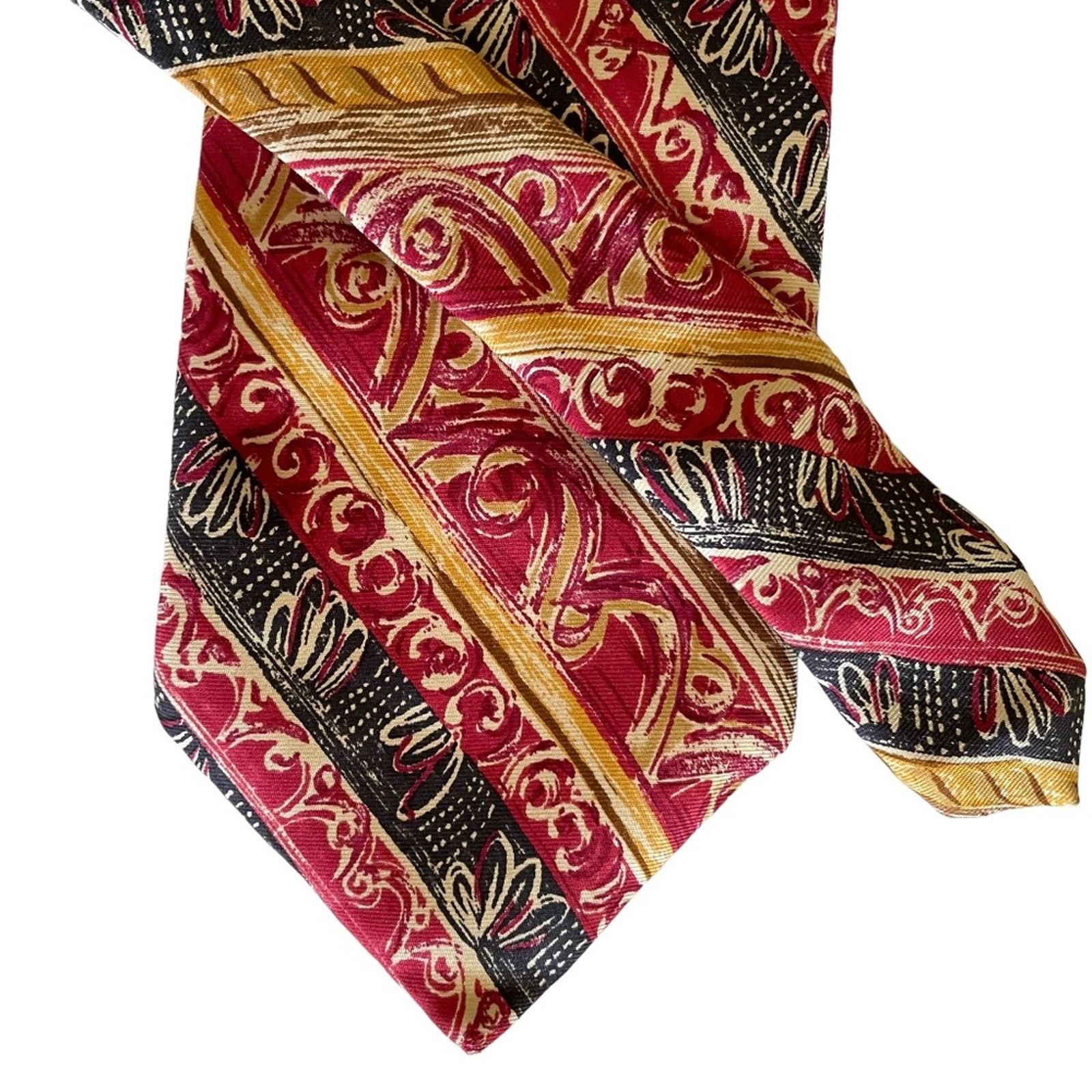 Vintage Vintage Echo Illustrated Stripe Silk Tie Size ONE SIZE - 3 Thumbnail