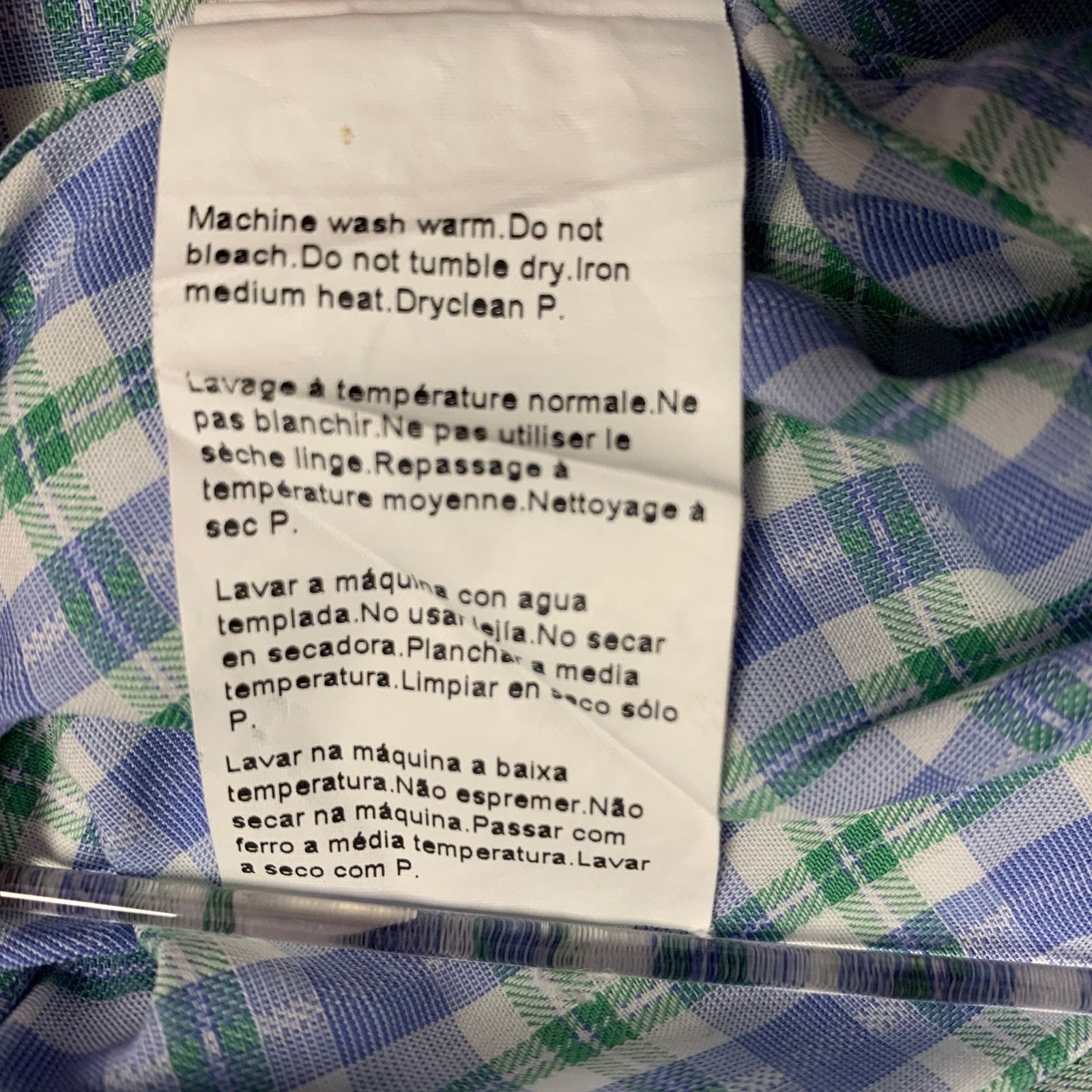 Hugo Boss Size L Blue White Green Checkered Long Sleeve Shirt Size US L / EU 52-54 / 3 - 7 Thumbnail
