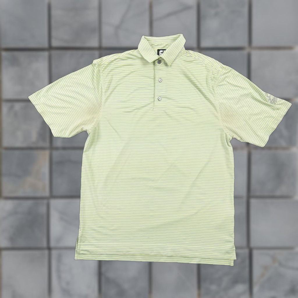Footjoy FootJoy Polo Shirt Mens Regular Striped Green Golf FJ The Players Club Collared Short Sleeve Polo Adult Medium Men’s Greenside Logo Golfwear Size US M / EU 48-50 / 2 - 1 Thumbnail