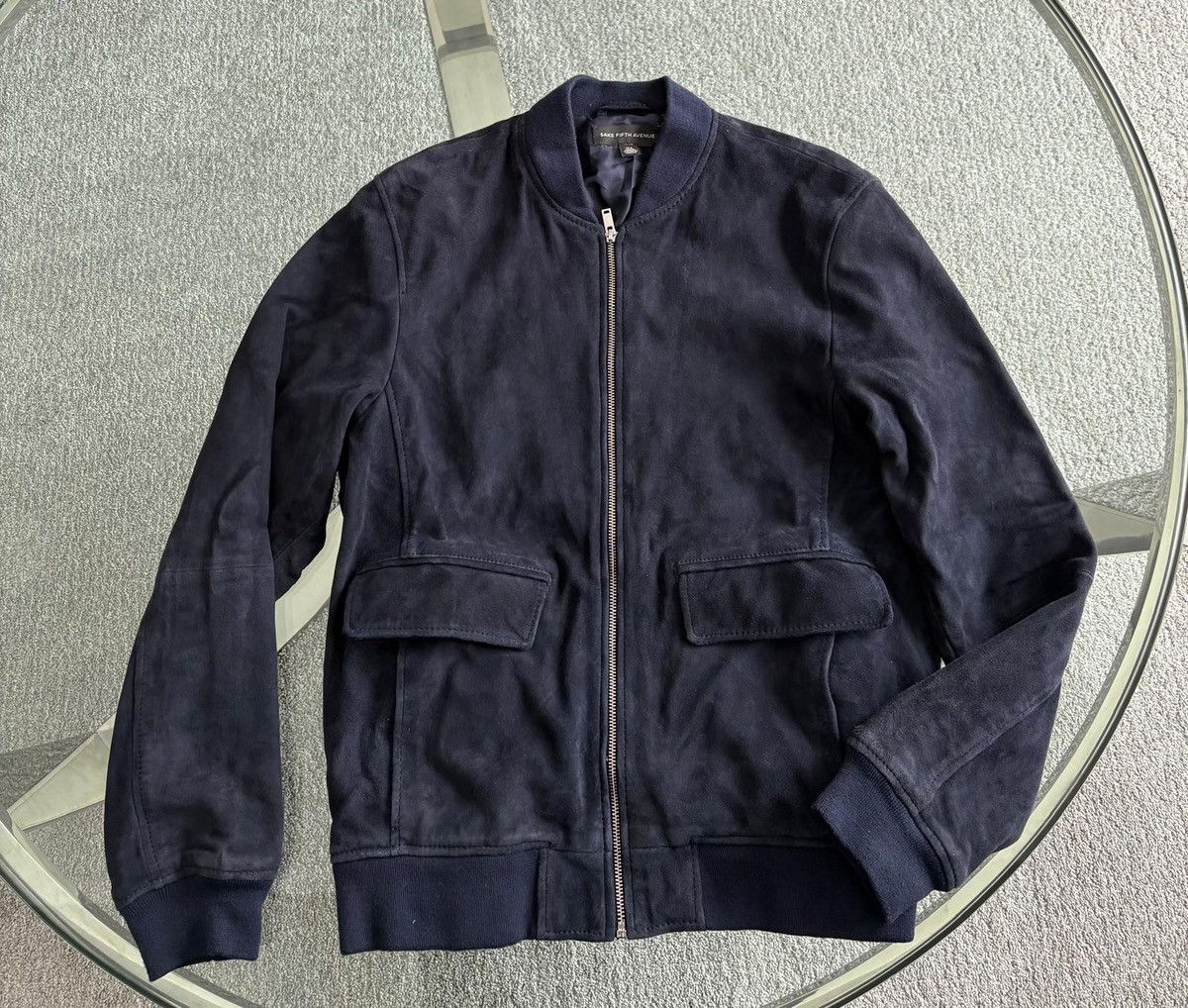 Saks Fifth avenue suade navy bomber size m