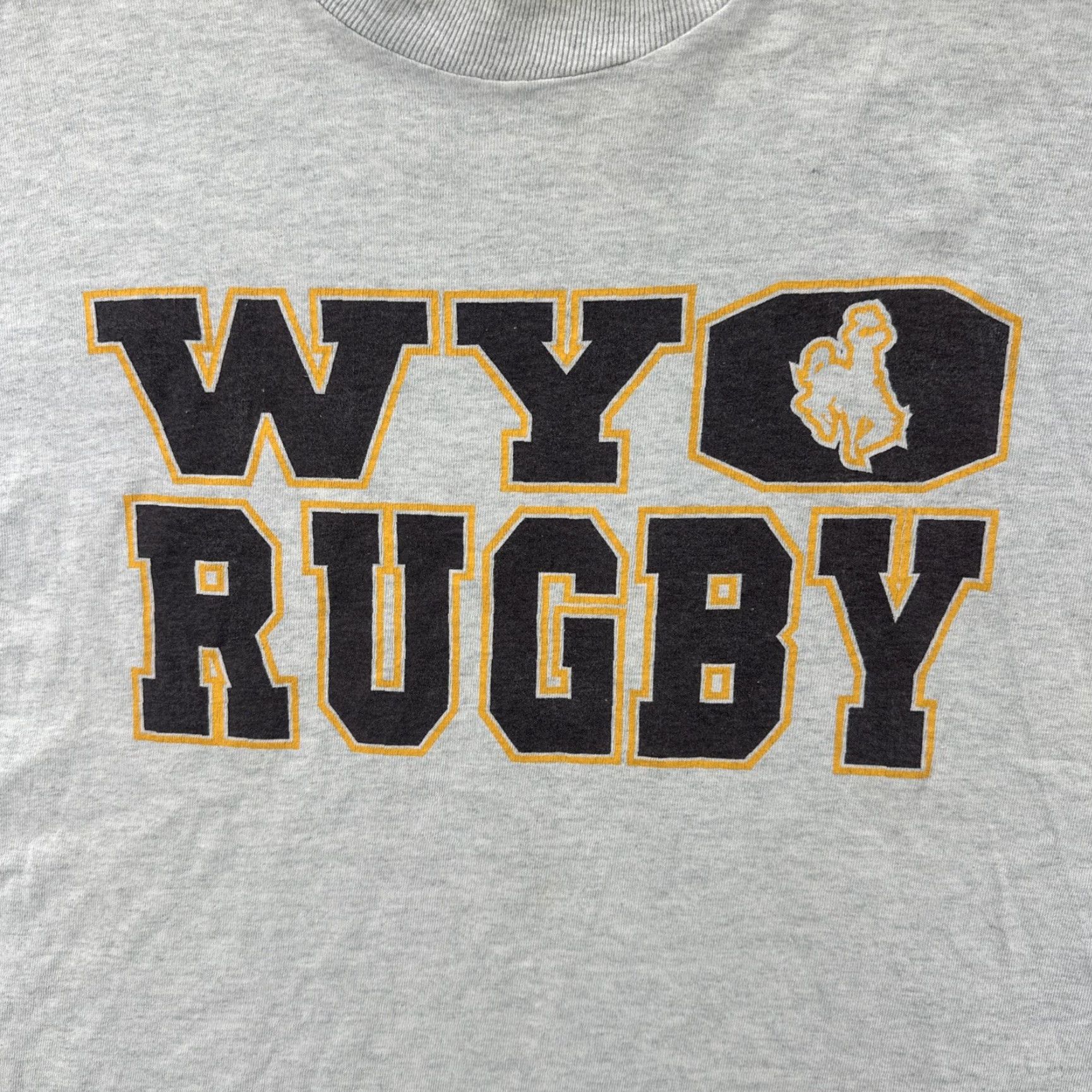 Fruit Of The Loom VINTAGE Fruit Of the Loom Heavy Adult XL Heather Gray Shirt WYO Rugby 90s Y2K Mens Shirt XL Gray 90s Size US XL / EU 56 / 4 - 6 Thumbnail