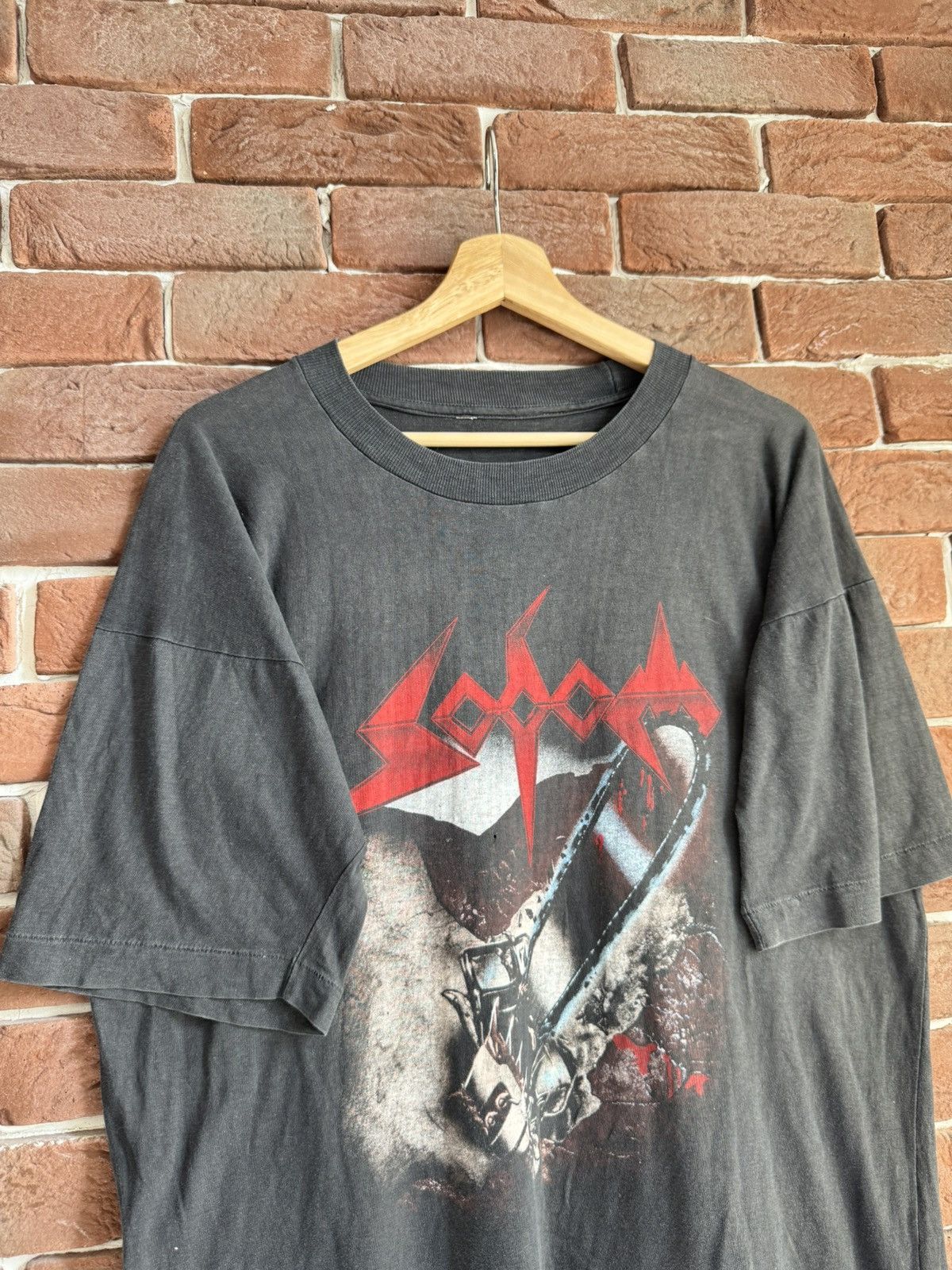 Band Tees Rare Sodom Saw is the law 90s Thrash Metal Band Vintage tee Size US XL / EU 56 / 4 - 4 Thumbnail