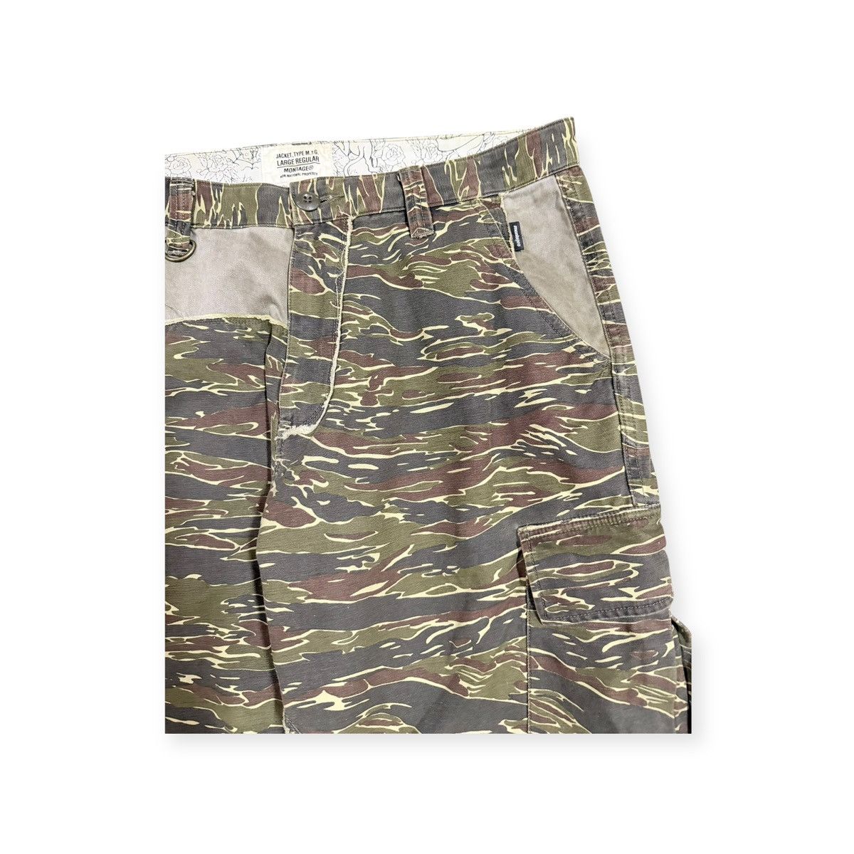 Subware Vtg💥Y2k Montage Mtg Hybrid Tiger Stripe Patchwork Cargo Pant Size US 33 - 11 Thumbnail