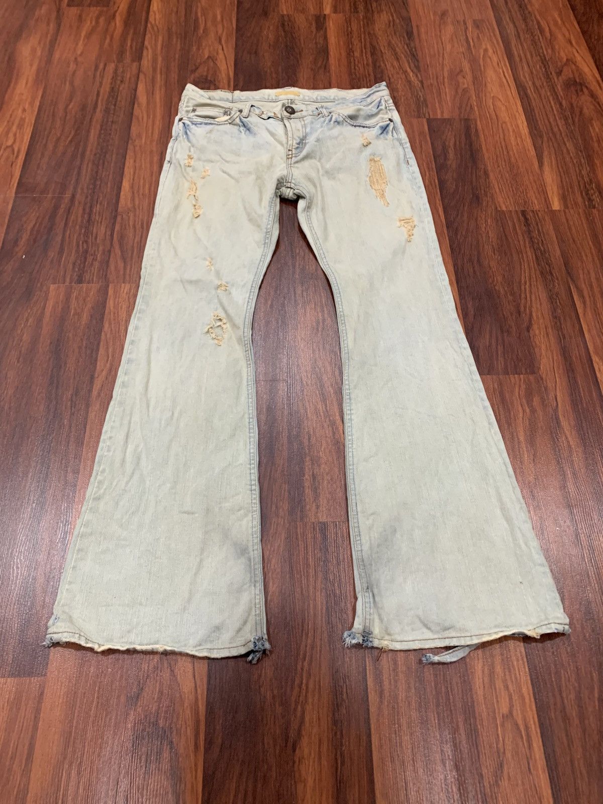GOA Vintage Distressed Flared Goa Jeans Size 34" / US 12 / IT 48 - 1 Thumbnail