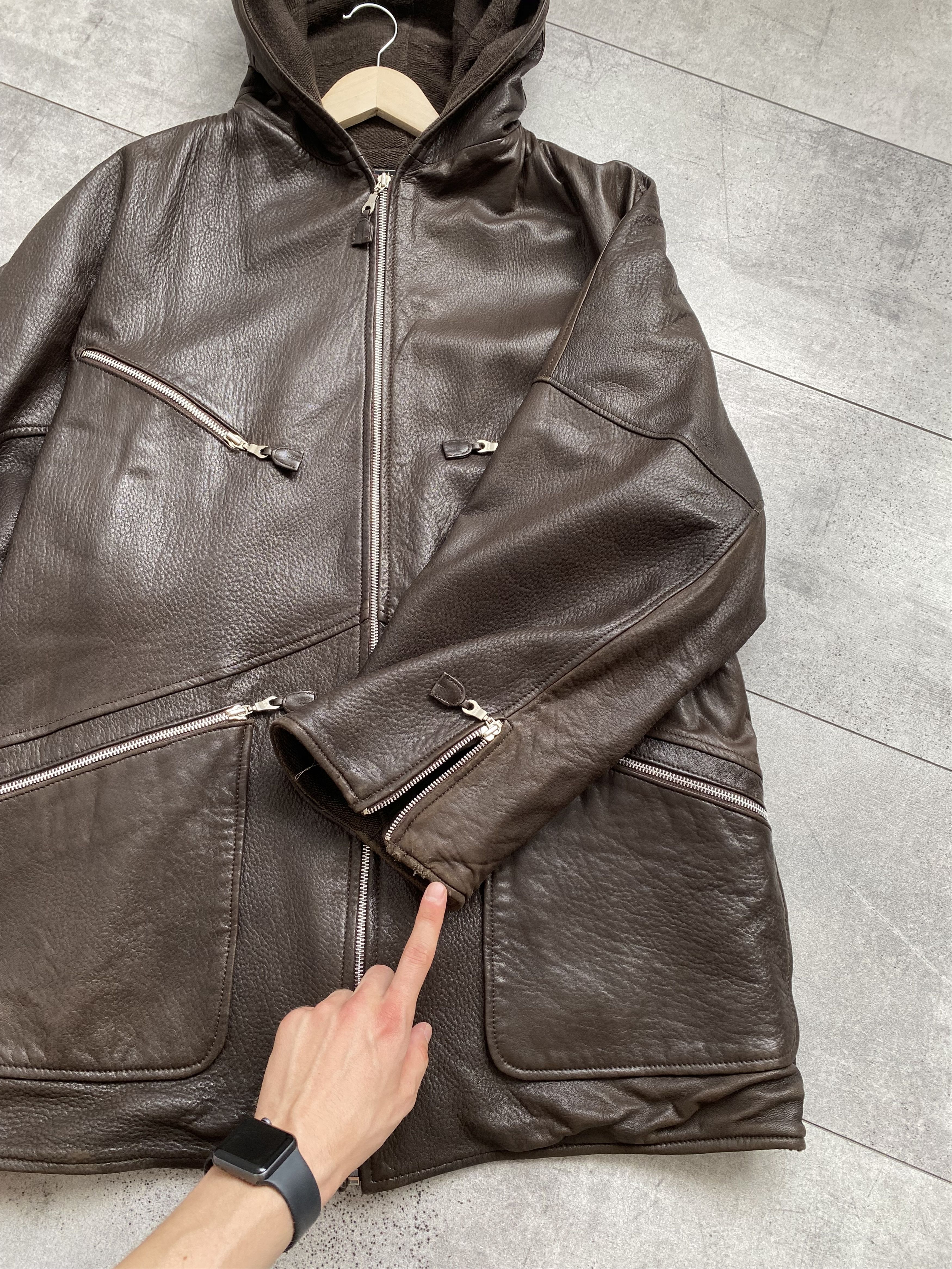 Other Sylvie Schimmel Paris Leather Hooded Oversized Jacket Size XS / US 0-2 / IT 36-38 - 8 Thumbnail
