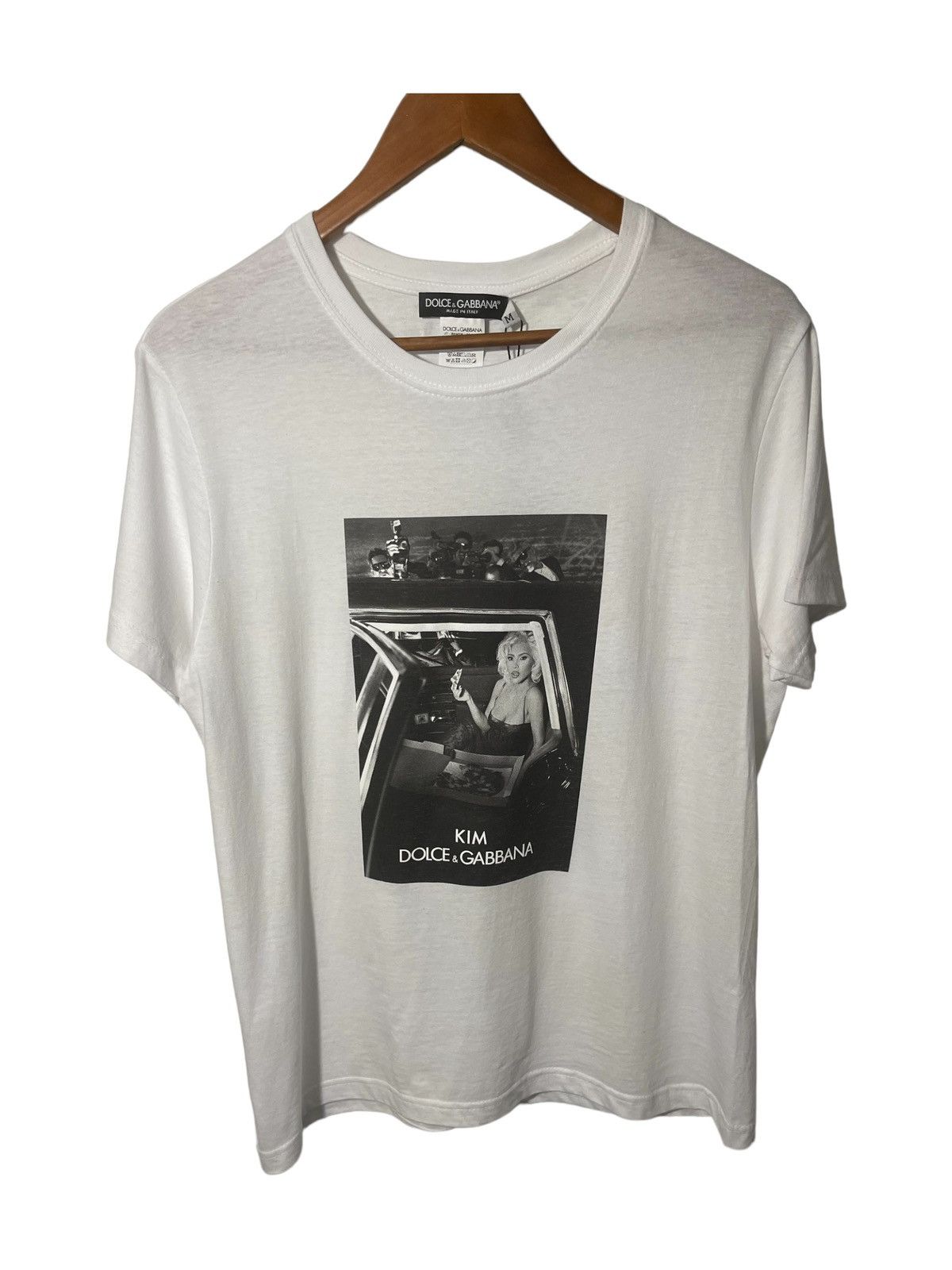 image of Dolce Gabbana x Kim Kardashian Pizza Shirt in White, Men's (Size Medium)