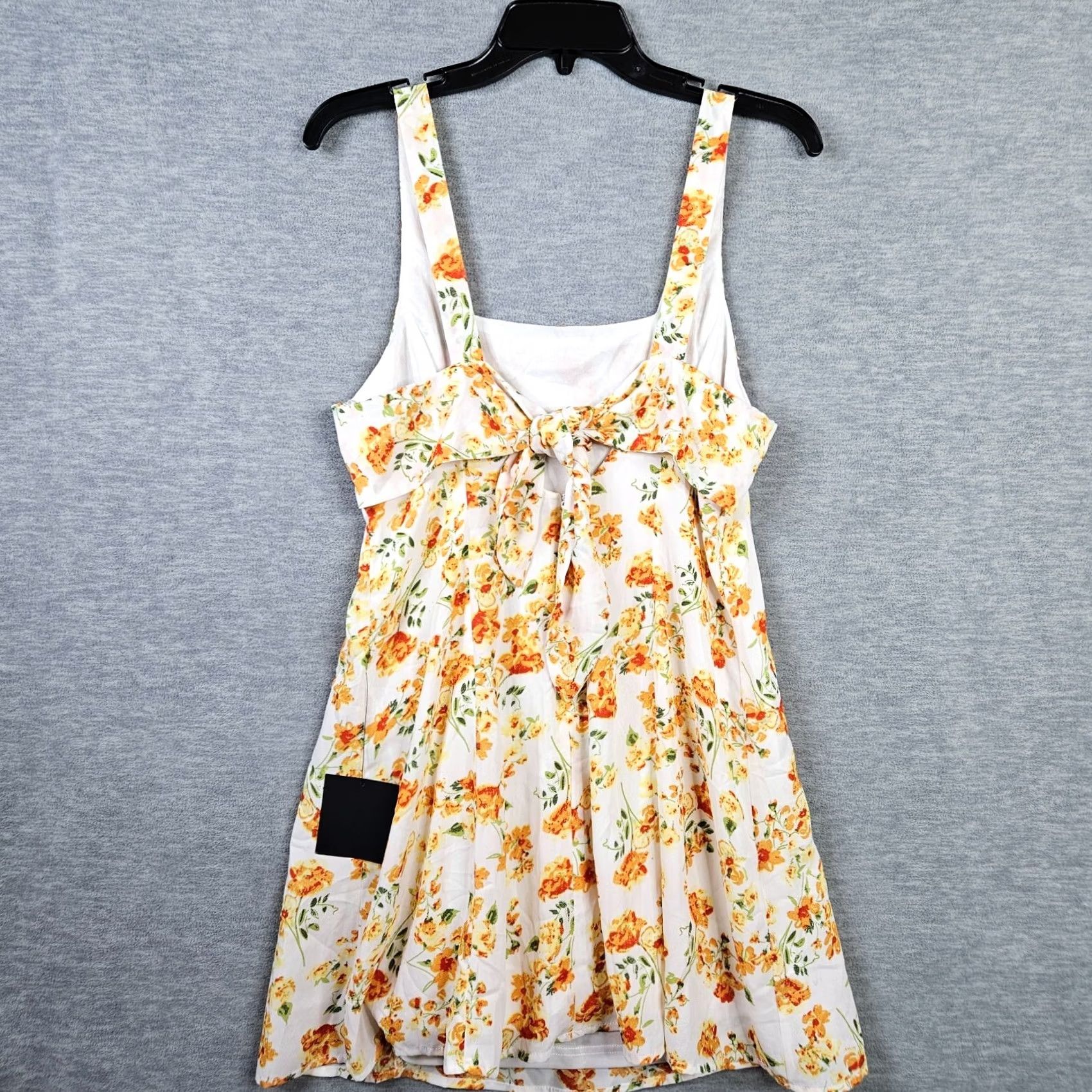 Lulus Lulus Day Date White and Orange Square Neck Mini Dress L Womens Small? Size L / US 10 / IT 46 - 2 Thumbnail