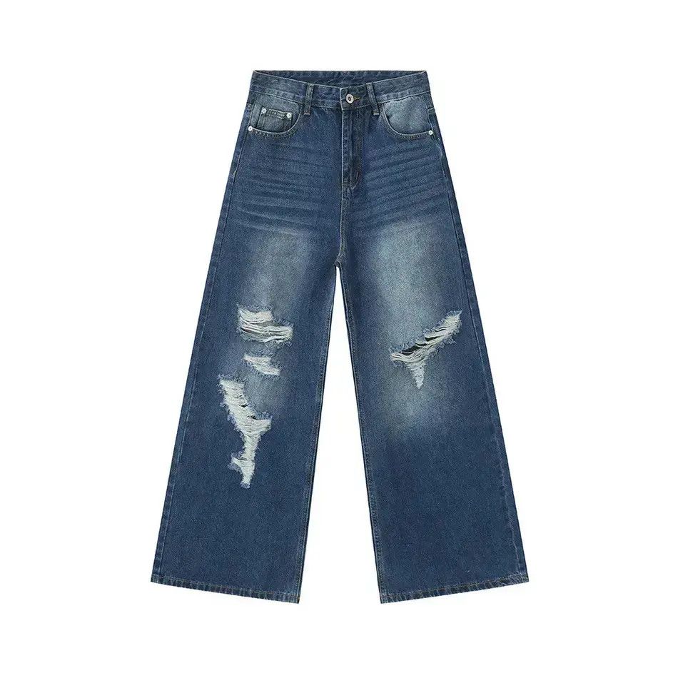 Japanese Brand Retro loose washed ripped jeans Size US 32 / EU 48 - 5 Thumbnail