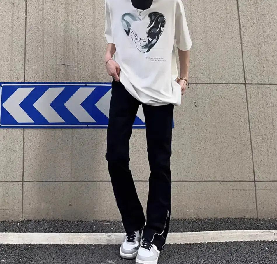 Japanese Brand Straight zipper split micro flared jeans Size US 28 / EU 44 - 2 Thumbnail