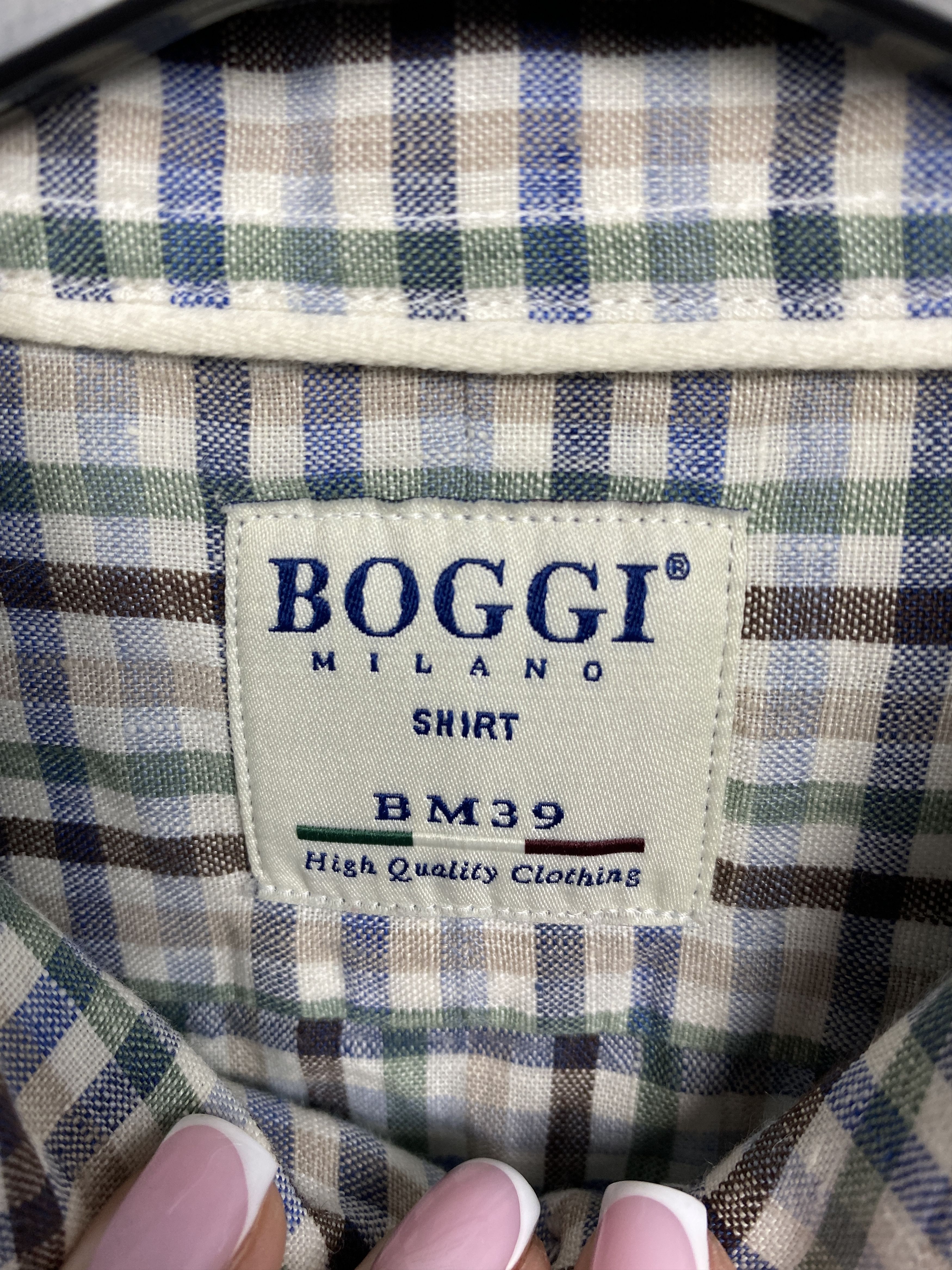 Boggi Boggi Milano Mens Long Sleeve LINEN Shirt Size US M / EU 48-50 / 2 - 3 Thumbnail