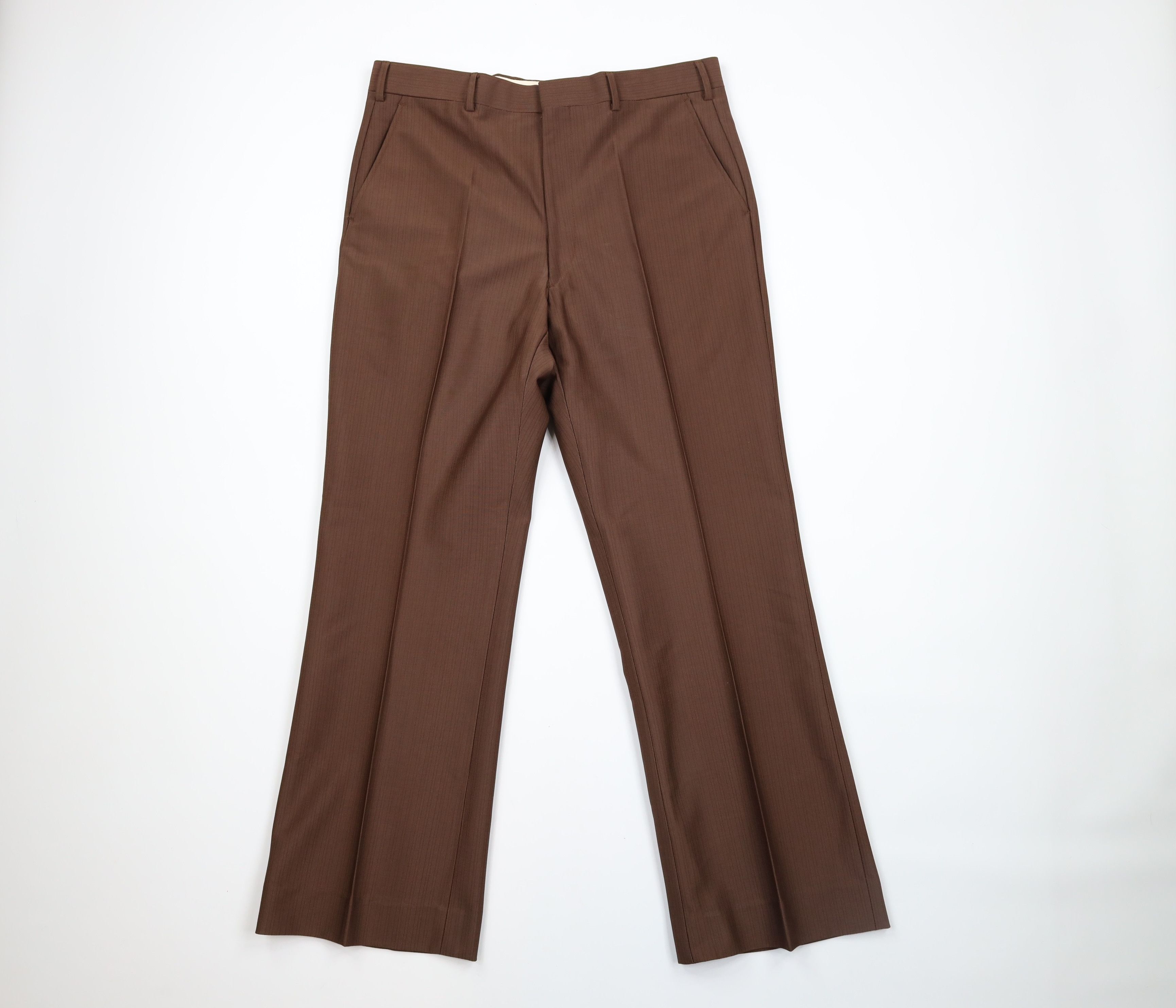 Vintage 60s 70s Streetwear Wide Leg Bell Bottoms Pants Brown