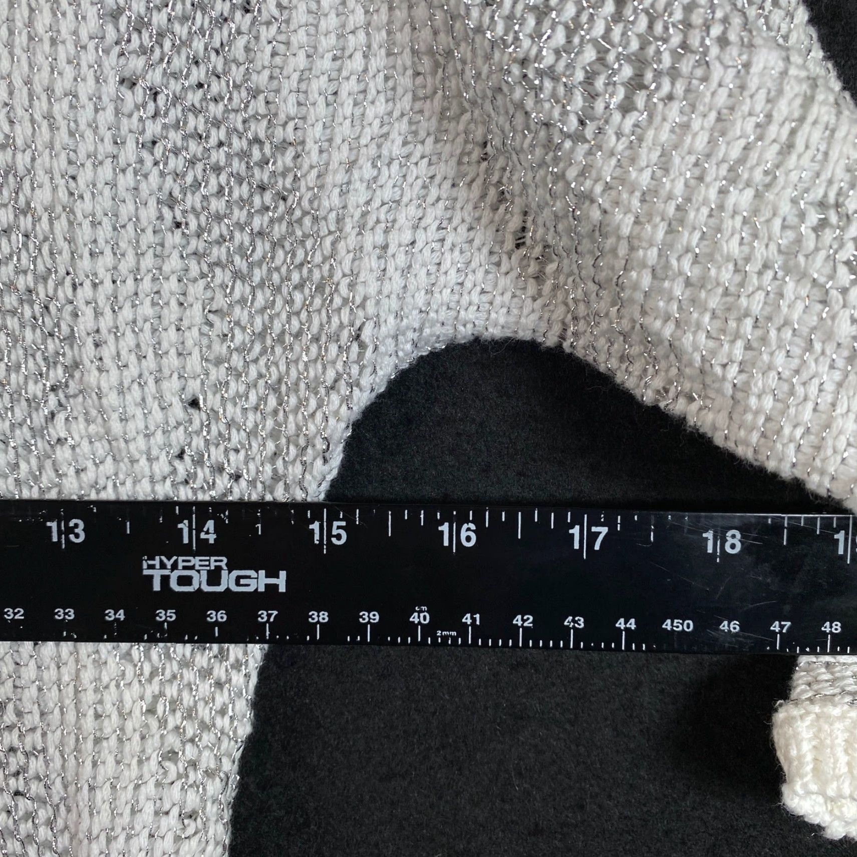 Vintage Chicos Womens Sweater White Silver Metallic Knit Open-Knit Half Sleeve Boat Neck S Women Pullover Casual Workwear Holiday 0 (S) Size S / US 4 / IT 40 - 7 Thumbnail
