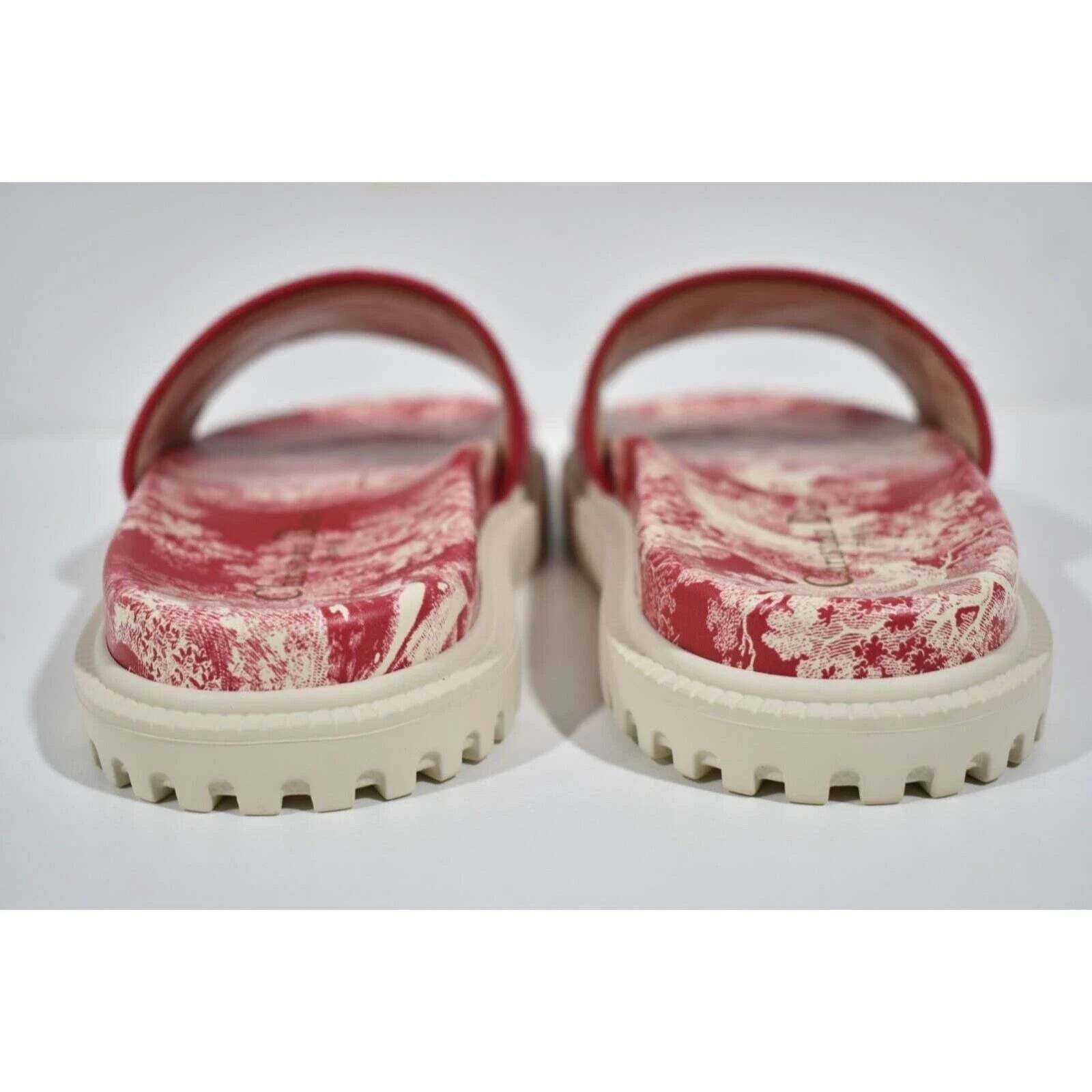 Dior Dway Red Toile De Jouy Platform Slide Mule Flat Sandal 36 Size US 6 / IT 36 - 11 Thumbnail