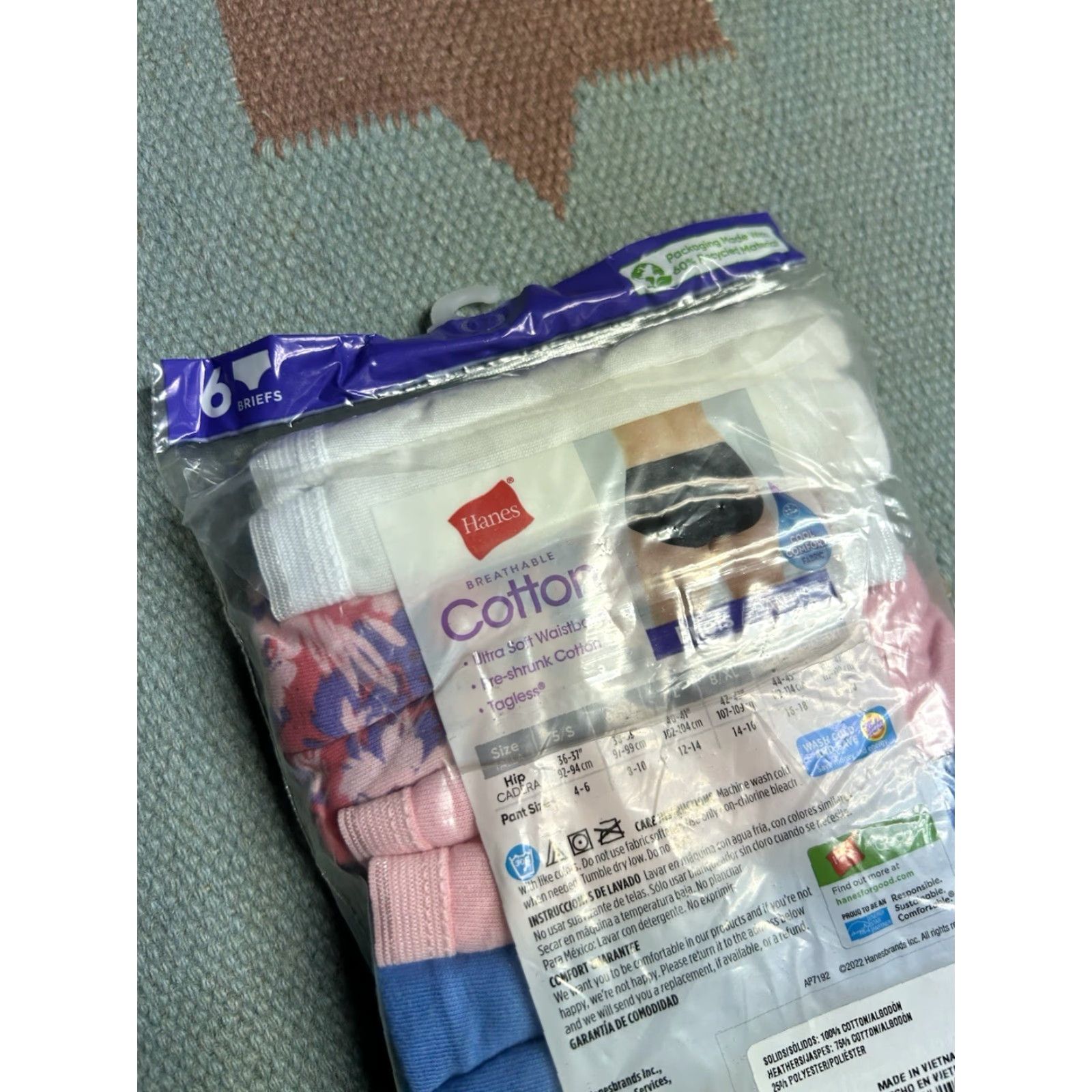 Hanes Hanes 6 Pack Womens Brief Underwear Panties Cotton Breathable Size XL Multicolor Female XP Panties Breathable Cotton Briefs Girls/Women Size 40" / US 18 - 4 Thumbnail