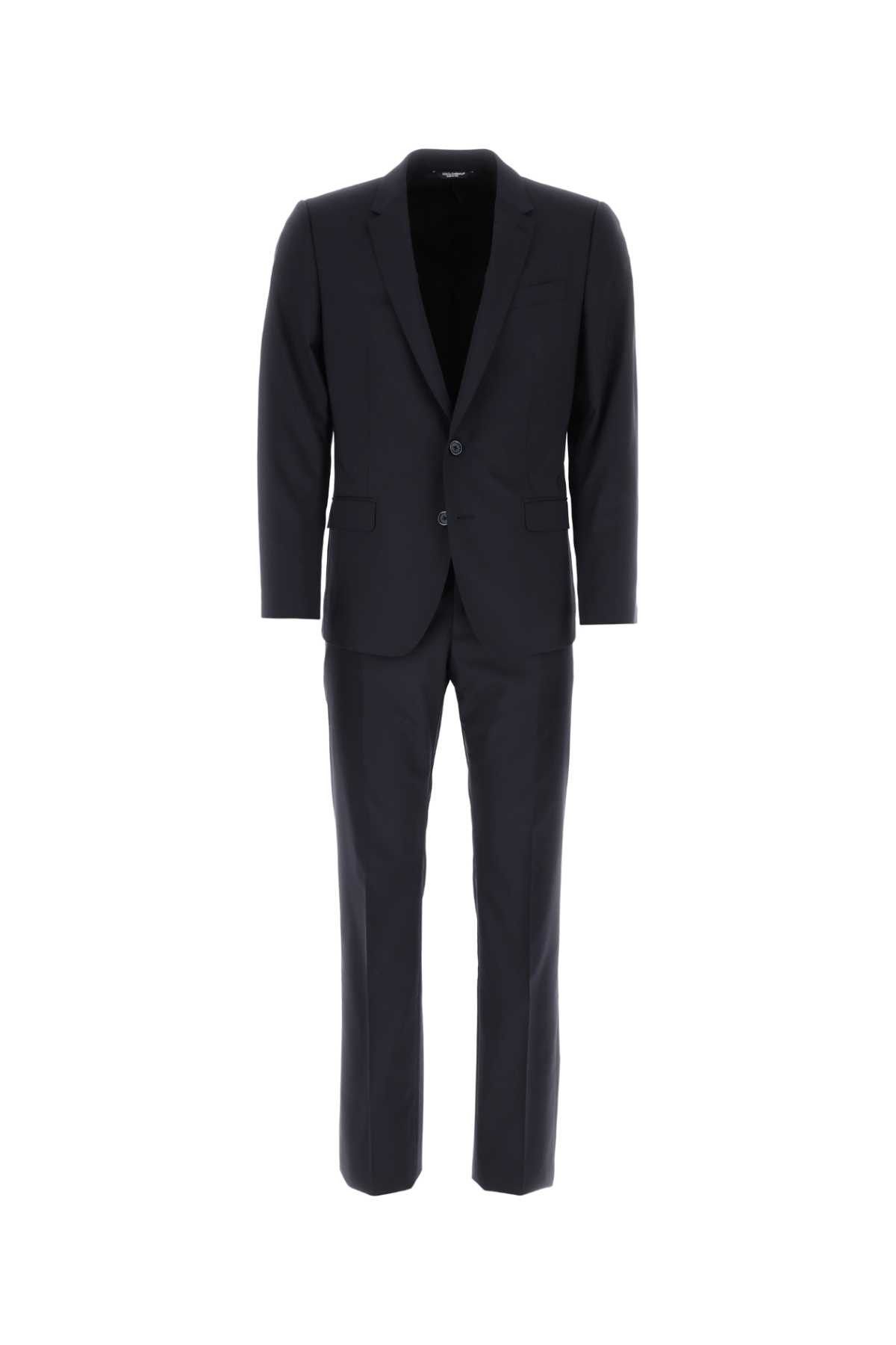 image of Dolce Gabbana Navy Blue Light Wool Martini Suit, Men's (Size XL)