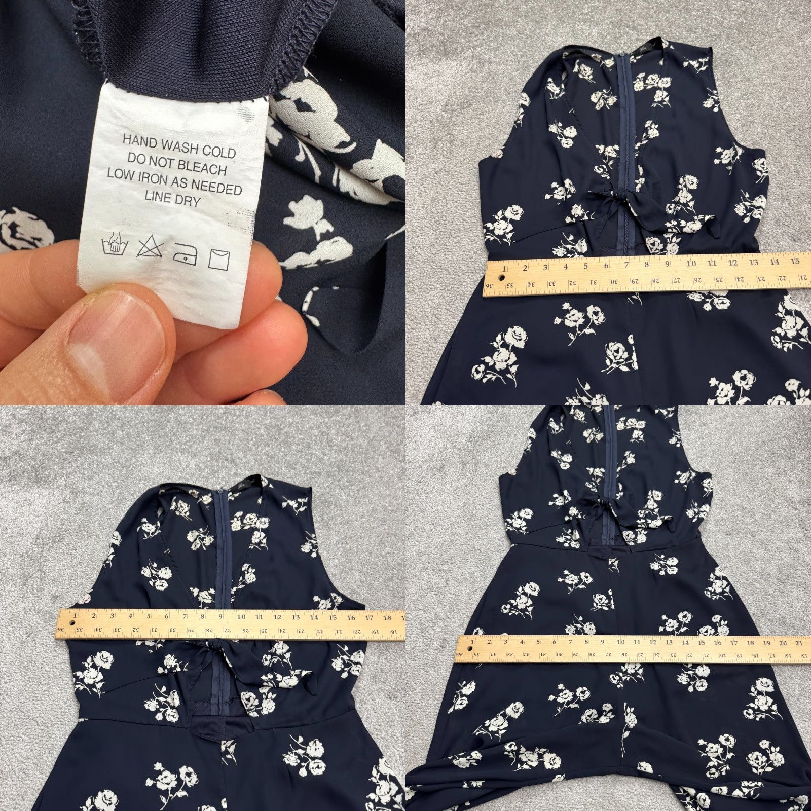 Vintage Honey Punch Jumpsuit Wide Leg Sleeveless Womens Small Navy Blue Floral Summer Size 28" / US 6 / IT 42 - 8 Thumbnail