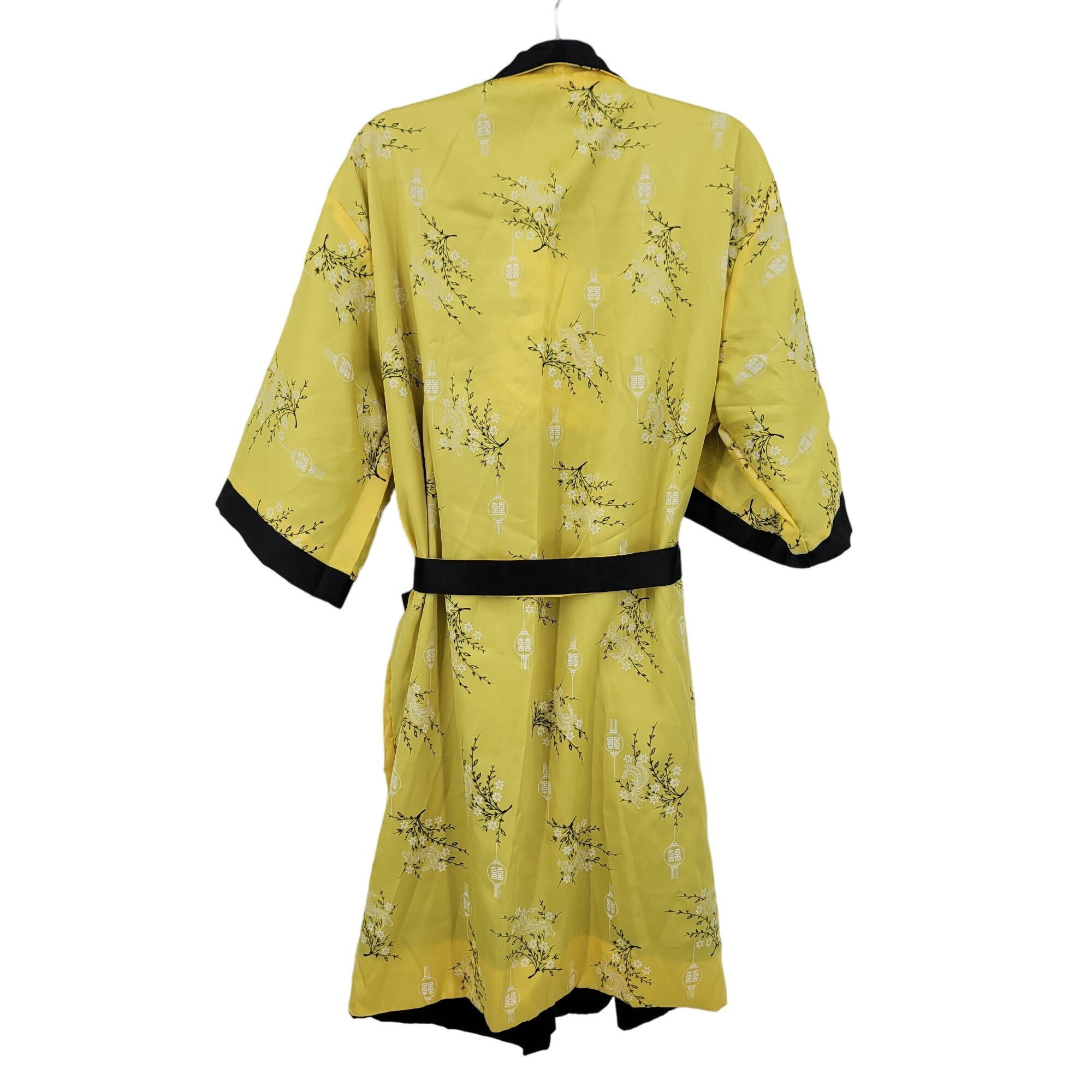 Japanese Brand Reversible Kimono Robe L Black Embroidered Dragon Yellow Flo Size US L / EU 52-54 / 3 - 10 Thumbnail