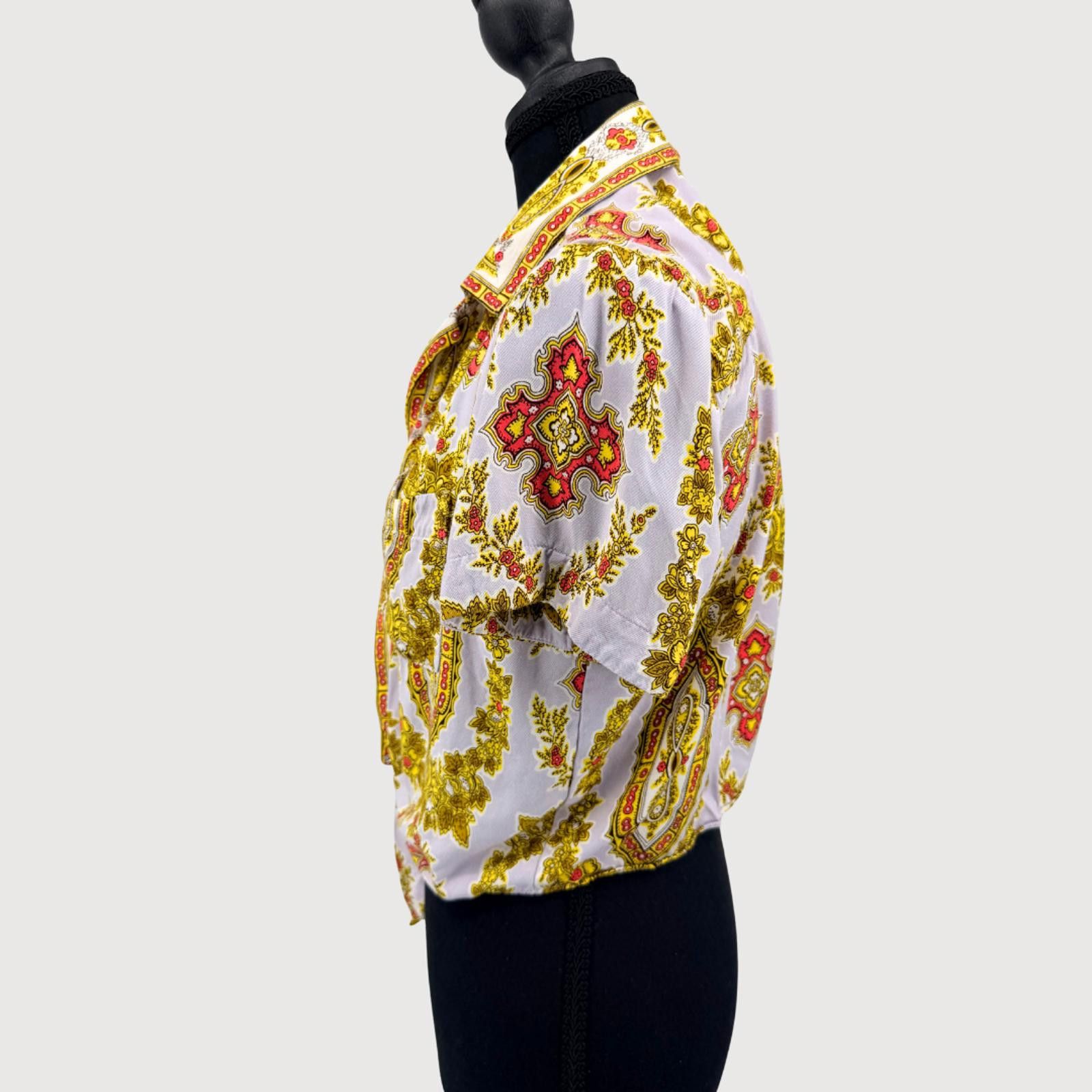 Other Anthropologie Maeve Scarf Print Cropped Blouse 6 Size M / US 6-8 / IT 42-44 - 4 Thumbnail