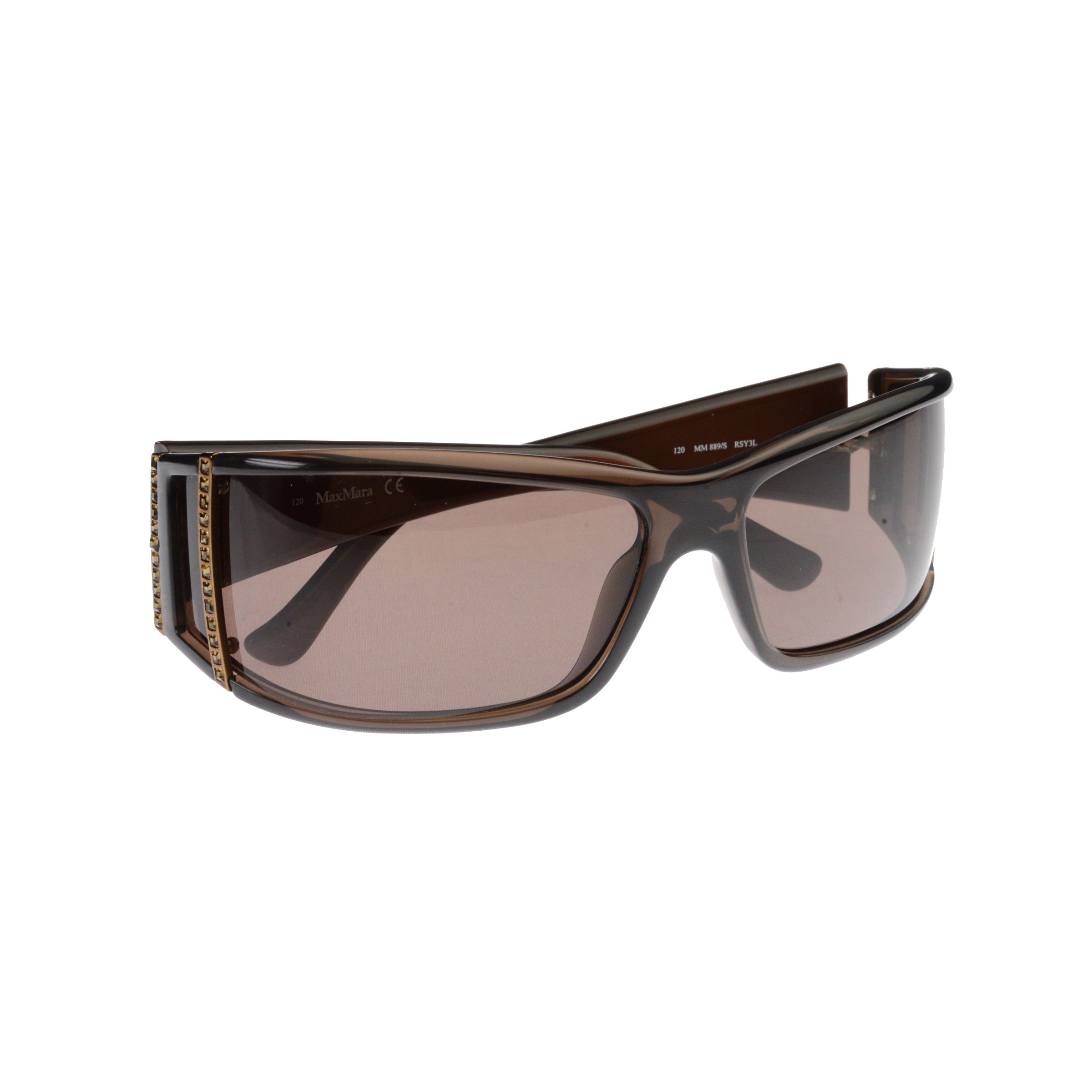 Max Mara Max Mara '00s Brown Wrap Around Oversized Sunglasses Size ONE SIZE - 4 Thumbnail
