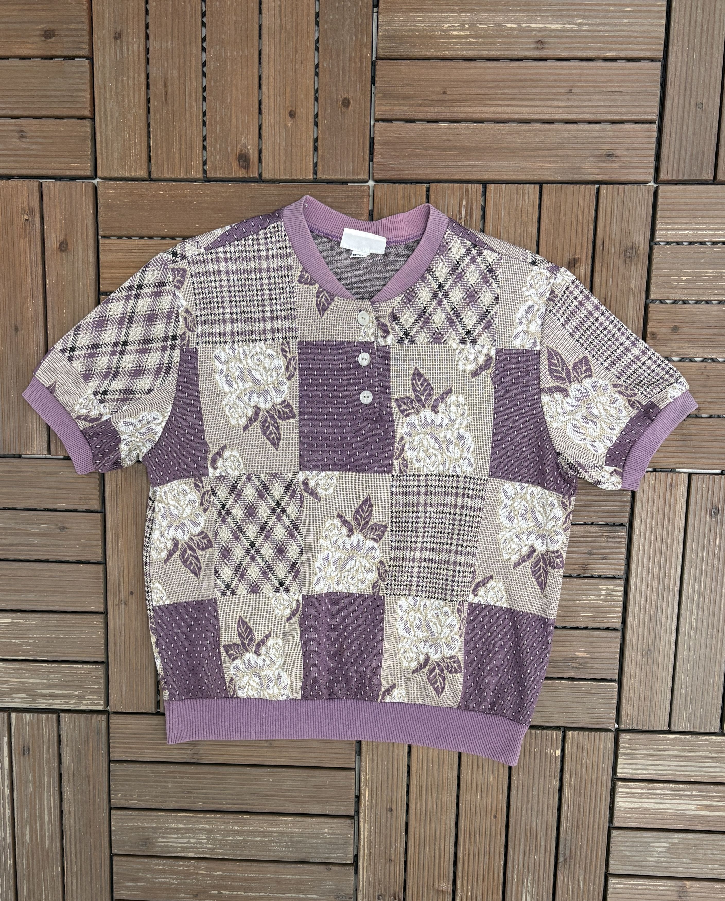 Vintage Alfred Dunner Floral Vintage Knit Purple T-Shirt Tee Size US M / EU 48-50 / 2 - 1 Thumbnail