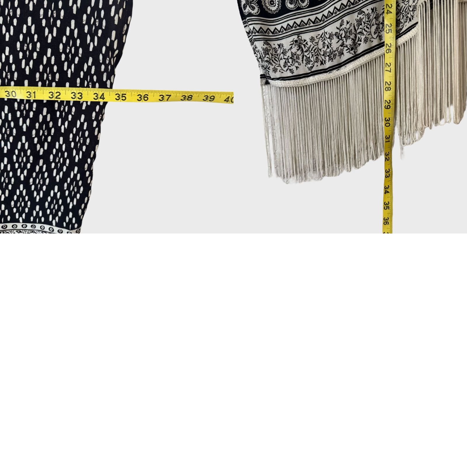 Abercrombie & Fitch VINTAGE Abercrombie & Fitch Women’s Kimono Shawl Boho Tassel Fringe Black White One Size Summer Casual Size ONE SIZE - 8 Thumbnail