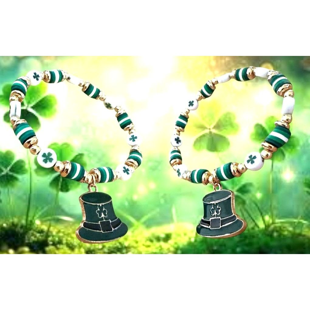 Handmade St Patricks Day Bracelet New Beaded Leprechaun Har Shamrock Size ONE SIZE - 4 Thumbnail