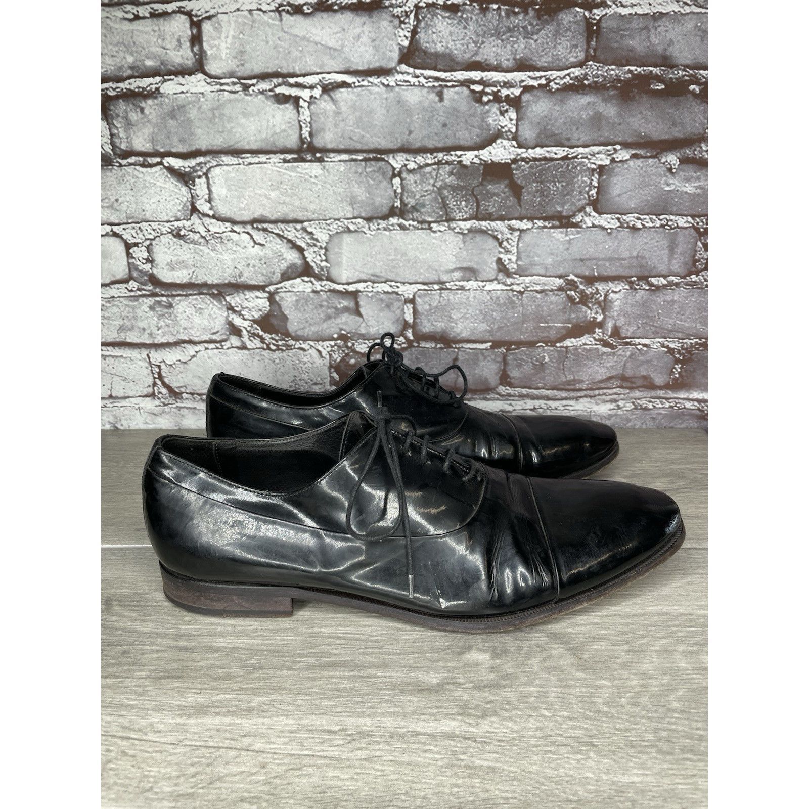 Sturhling Rolando Sturlini Black Patent Leather Derby Tuxedo Dress Sho Size US 12 / EU 45 - 3 Thumbnail