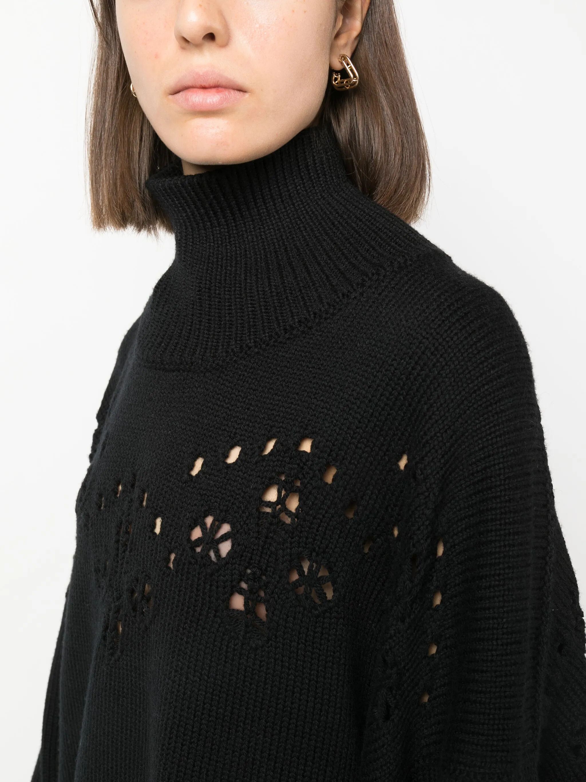 Chloe o1y0825 Turtleneck Sweater in Black Size S / US 4 / IT 40 - 2 Thumbnail