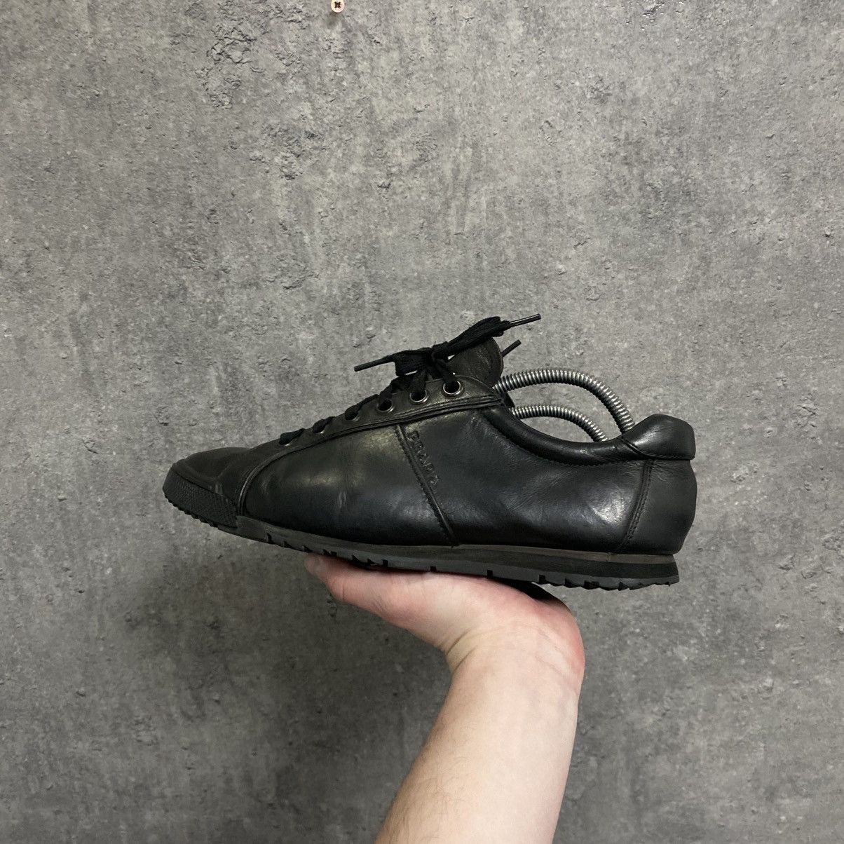 Prada 2000s Prada Black Leather Sneakers Size US 6.5 / EU 39-40 - 6 Thumbnail