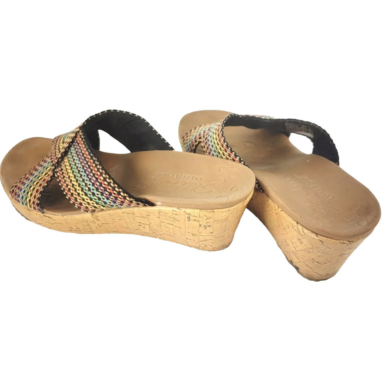SKECHERS Skechers Beverlee Multicolor Wedge Slide Sandals Women 8 Slip-On Boho Chic Striped Luxe Foam Comfort Size US 8 / IT 38 - 5 Thumbnail