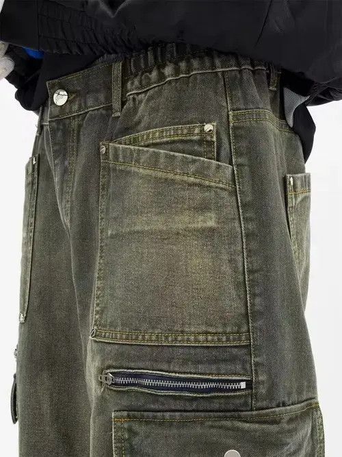 Japanese Brand × Jean Retro washed distressed workwear loose wide leg jeans Size US 32 / EU 48 - 4 Thumbnail