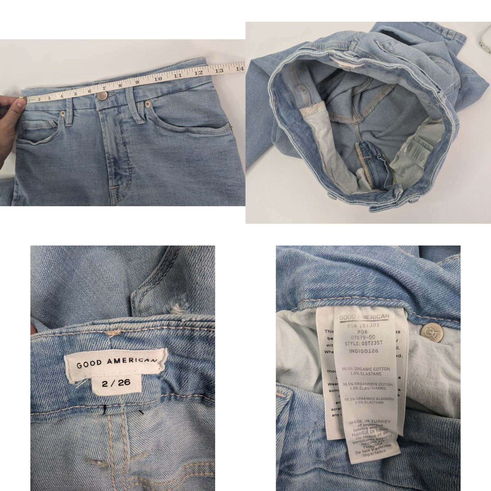Good American Good American Good Straight Jeans Indigo with Natural Fray Hem Size 2/26 GST235T Womens Jeans Size 26" / US 2 / IT 38 - 8 Thumbnail