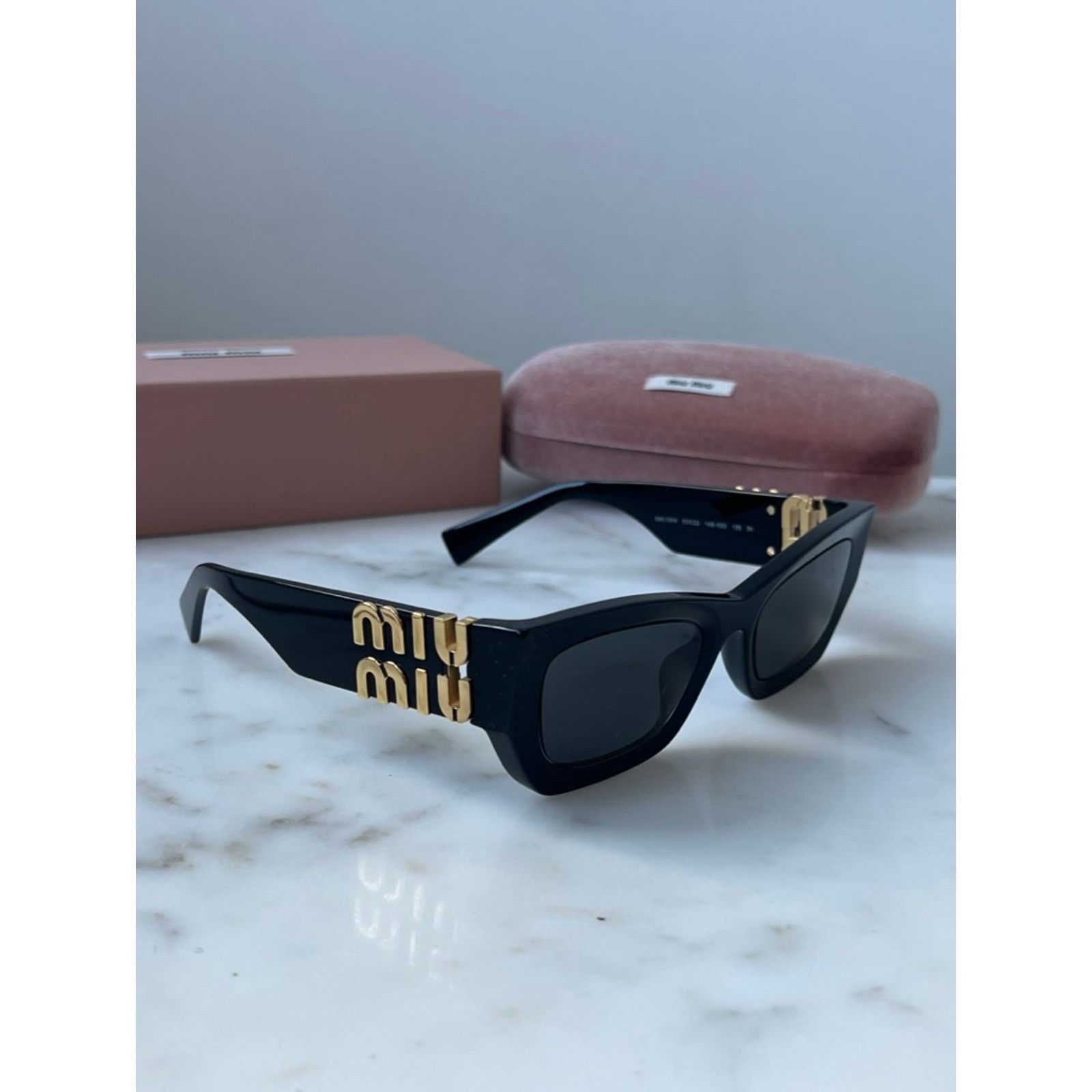 NEW Miu Miu MU09WS Black Gold Cat Eye Sunglasses - asatuae.com display picture 3