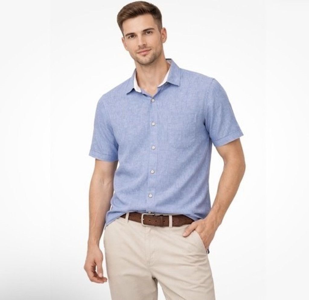 Other Bruno Positano Linen Short Sleeve Button Up Shirt Men Large Size US L / EU 52-54 / 3 - 9 Thumbnail
