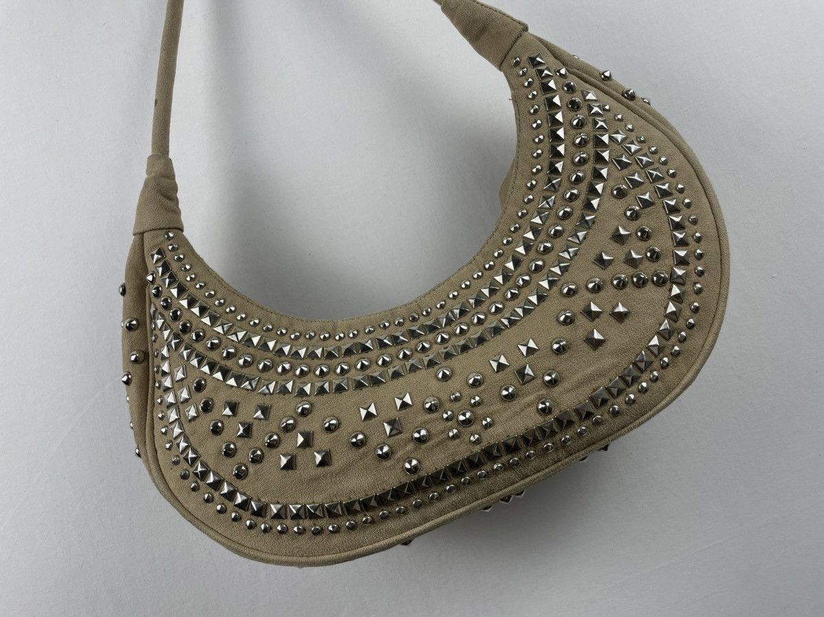 Japanese Brand Acanthe Hobo Handbag Suede and Studded With Metal Studs Size ONE SIZE - 2 Thumbnail