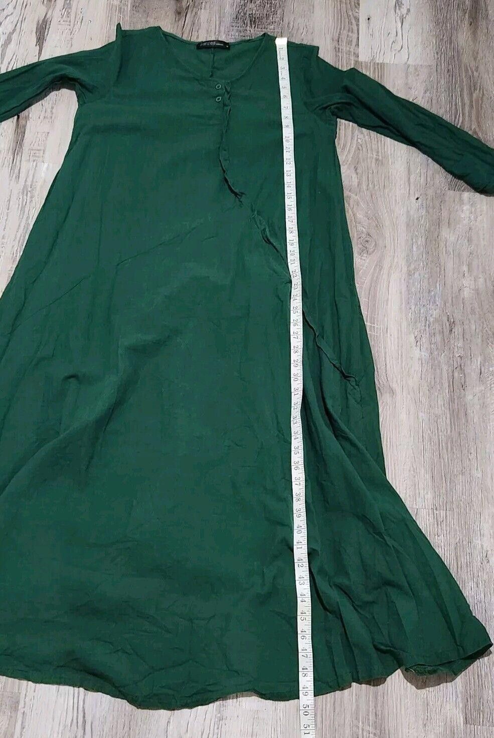 Designer Zanzea Collection Dress Medium Long Green Long Sleeves Size M / US 6-8 / IT 42-44 - 3 Thumbnail