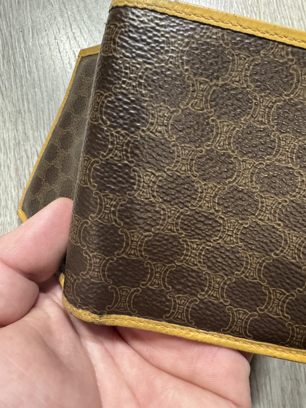 Celine × Vintage CELINE Macadam Triomphe Bi-Fold Wallet Leather Beige Brown Size ONE SIZE - 4 Thumbnail