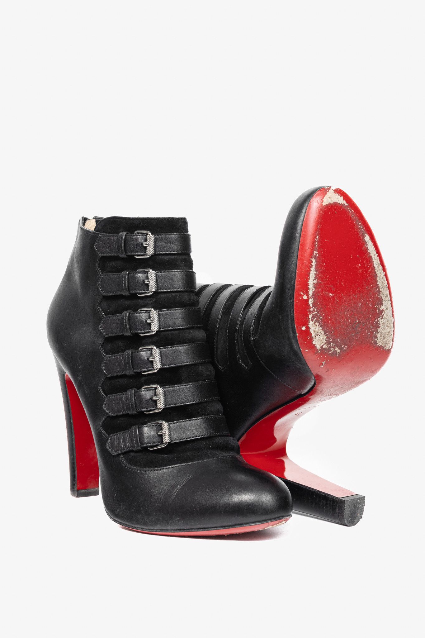 Christian Louboutin Christian Louboutin Attrroupee Leather/Suede Buckled Booties Size US 10.5 / IT 40.5 - 4 Thumbnail