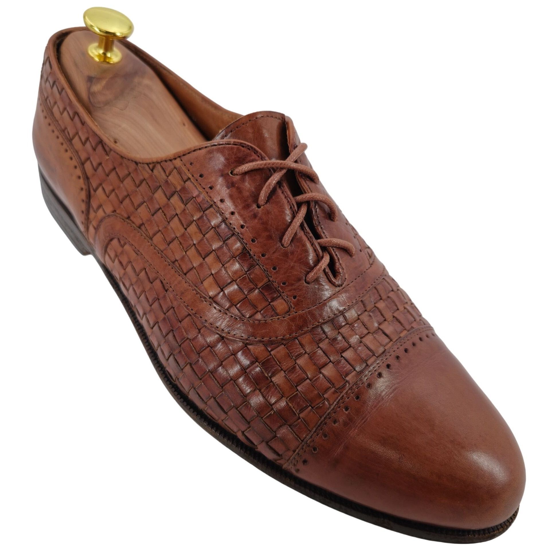 Bragano × Cole Haan Vintage Bragano Cole Haan Italy Mens 9.5 Brown Woven Leather Size US 9.5 / EU 42-43 - 1 Thumbnail
