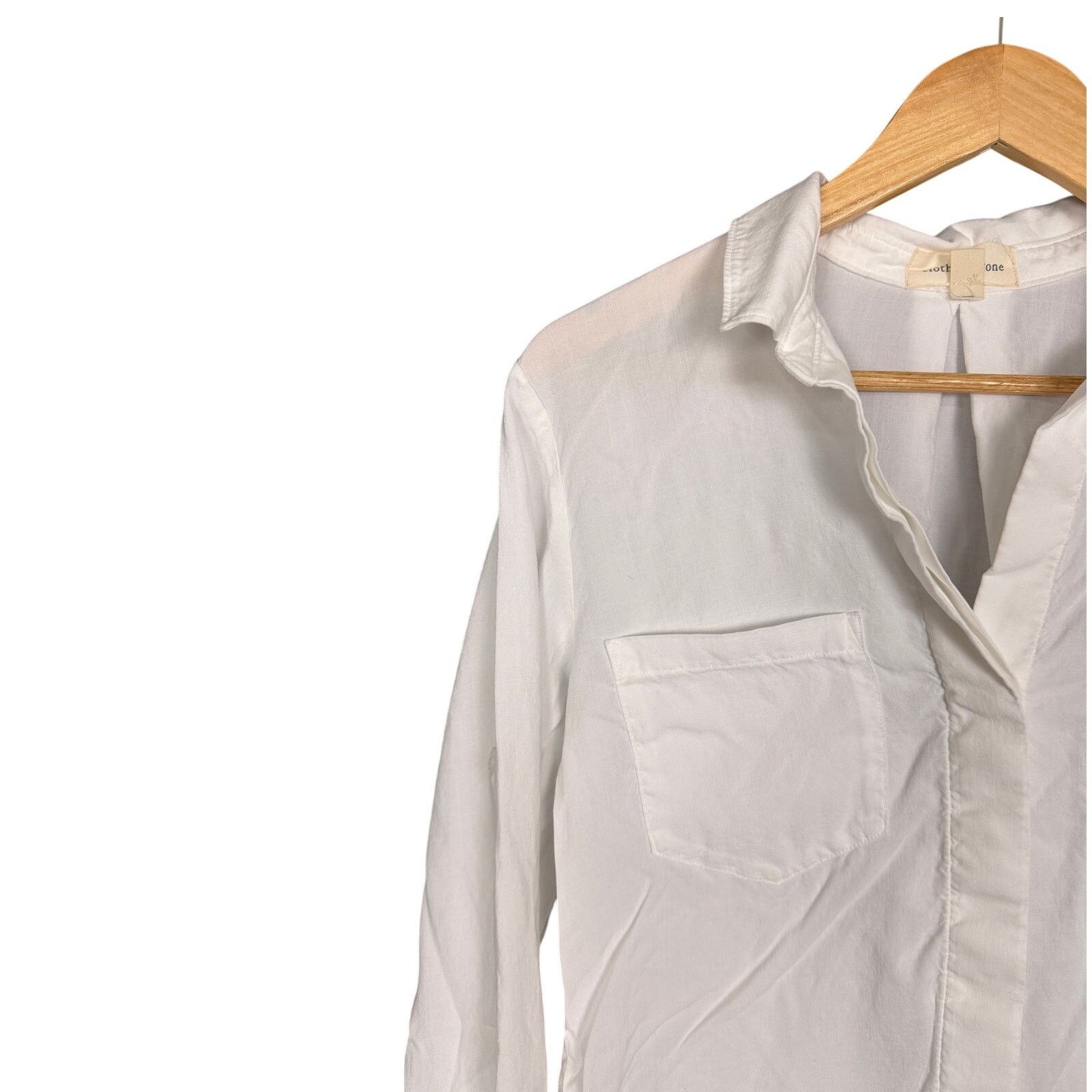 Breath & Stone Cloth & Stone White Button Up L/S Top Blouse Shirt Small Size S / US 4 / IT 40 - 3 Thumbnail