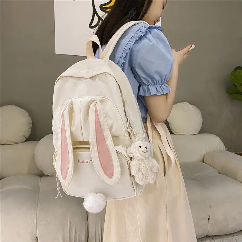 Vintage Cute Rabbit Young Girl School Backpack Size ONE SIZE - 1 Thumbnail
