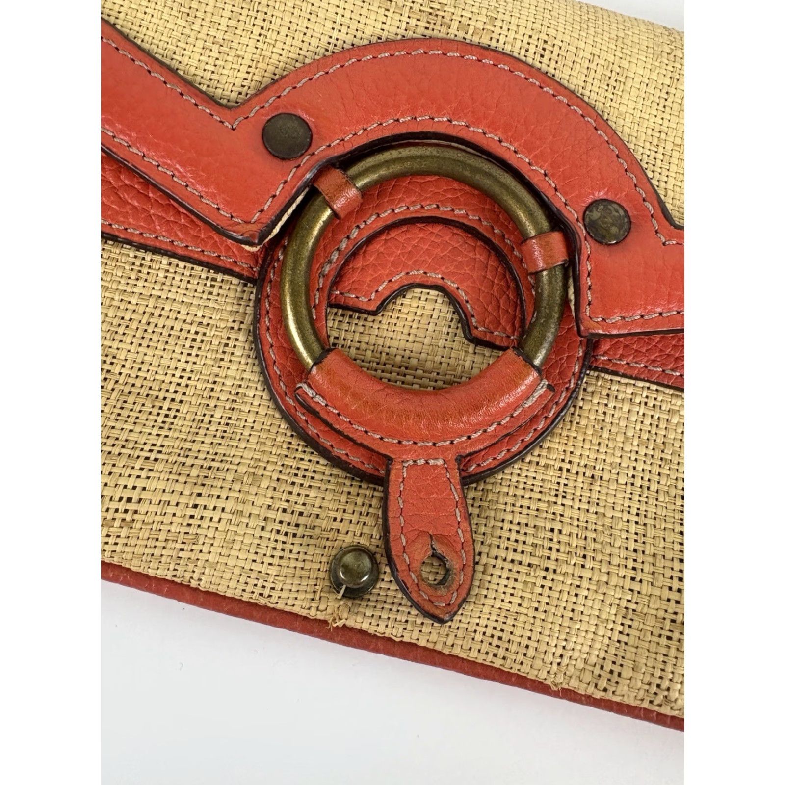 J.Crew J.CREW Coral Straw Leather Shoulder Bag Small Womens Bohemian Size ONE SIZE - 2 Thumbnail