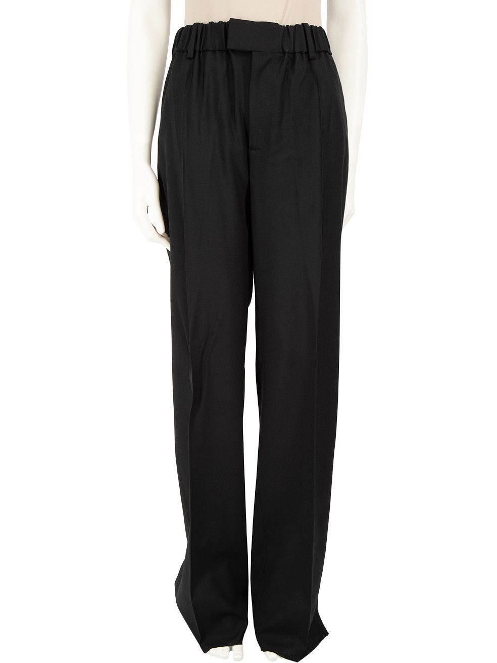 image of Bottega Veneta Fw23 Black Wool Straight Leg Trousers, Women's (Size 25)