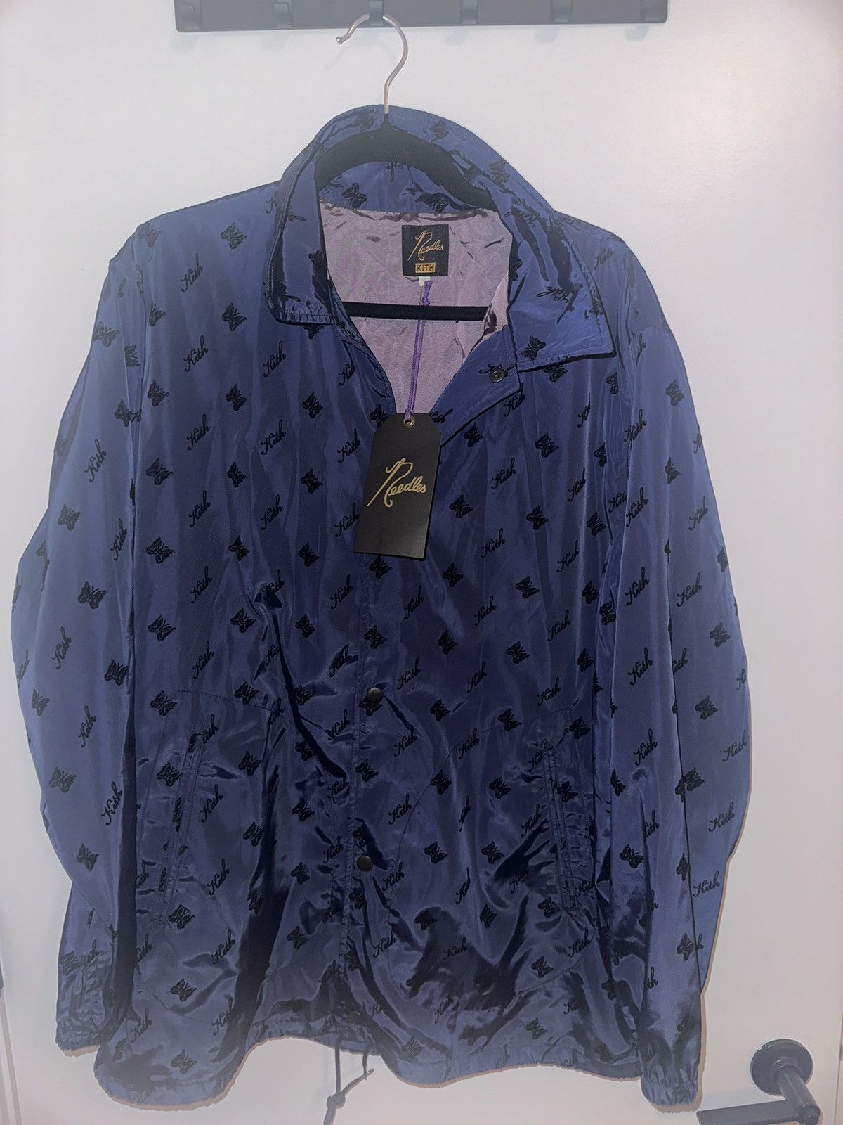 Kith × Needles KITH x NEEDLES Flocked Nylon Coaches Jacket Size US L / EU 52-54 / 3 - 7 Thumbnail