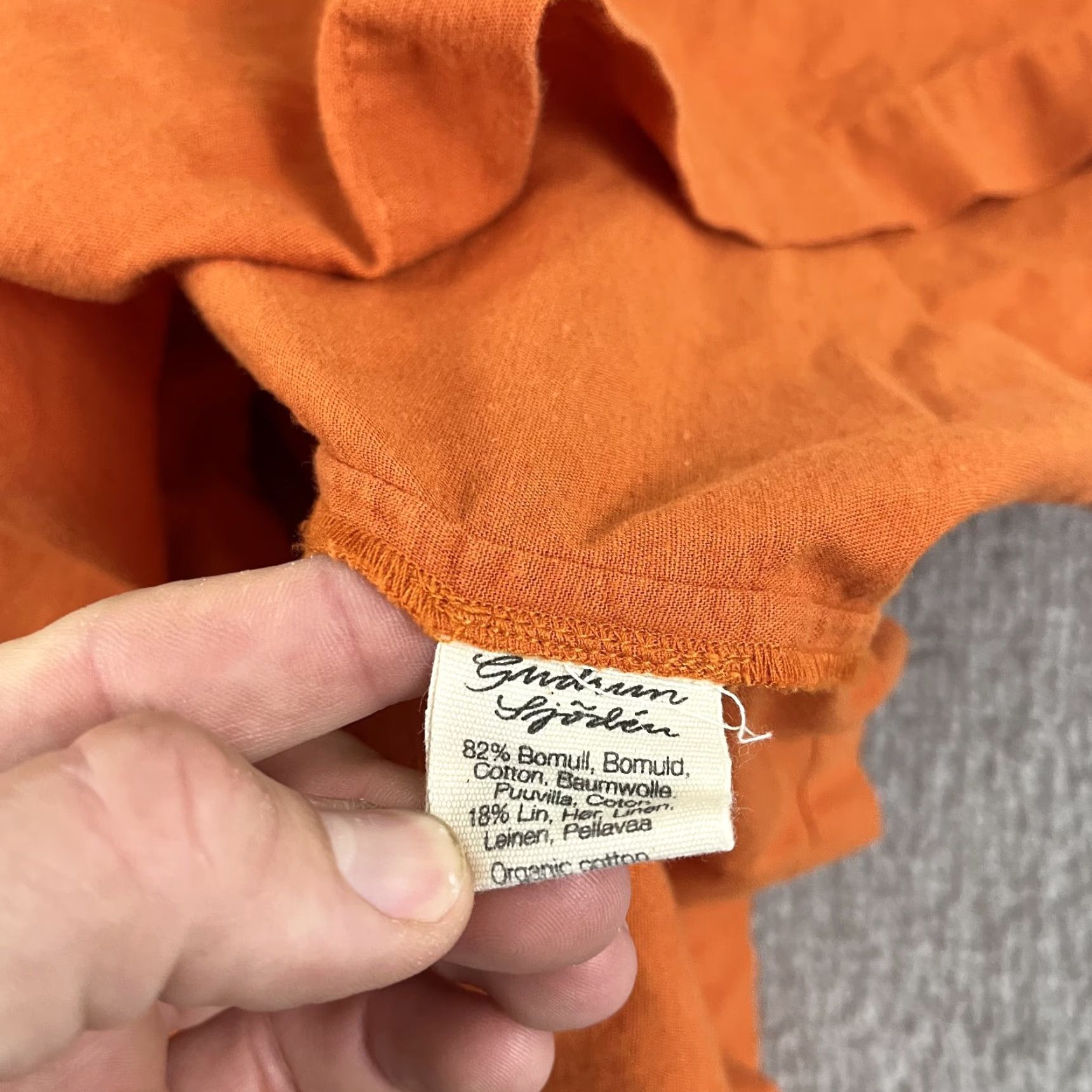 Vintage VINTAGE Gudrun Sjoden Dress Womens Medium Orange Pockets Linen Cotton Scoop Neck Casual Summer Size M / US 6-8 / IT 42-44 - 3 Thumbnail