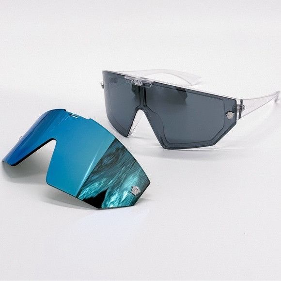Versace NEW VERSACE VE4461 148/6V SHIELD MOD 4461 GREY VE4461 1486V Size ONE SIZE - 3 Thumbnail