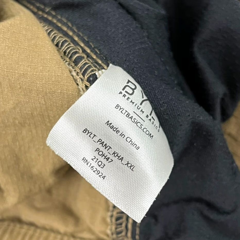 Vintage BYLT Khaki Pants Mens 2XL Slim Straight Stretch Cotton Travel Golf Brown Size US 39 - 3 Thumbnail